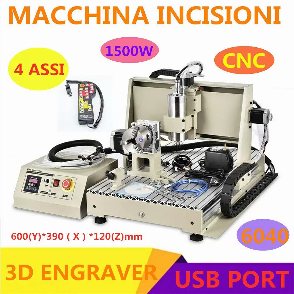 Fräsmaschine - 6040 USB Fräsmaschine 4 Achse 1500W Graviermaschine Metall Graveur + Controller