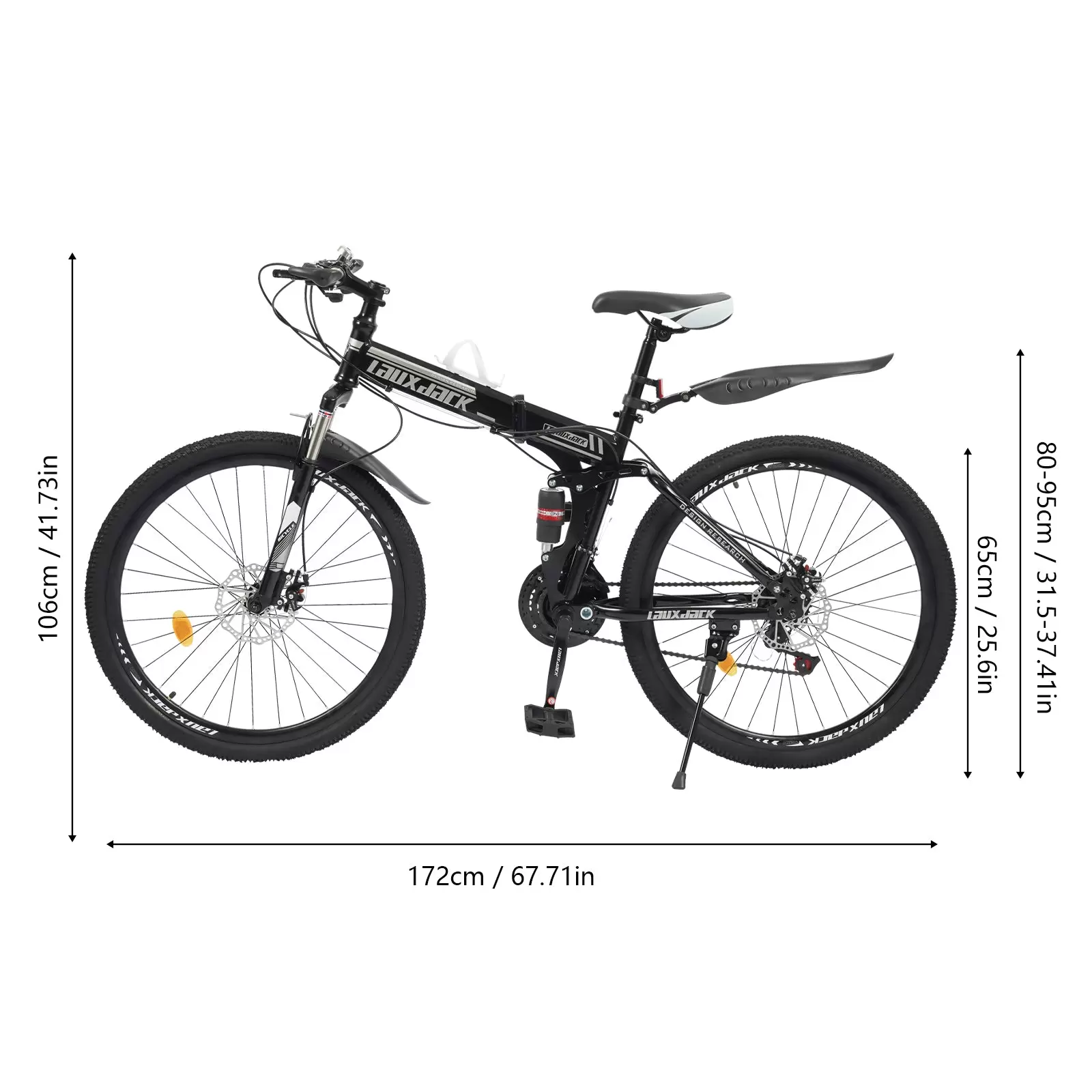 26 Zoll Faltbare Mountainbike mit Stoßdämpfer MTB Fahrrad 21 Gang-Schaltung mit Scheibenbremse vorne und hinten Höheverstellbar
