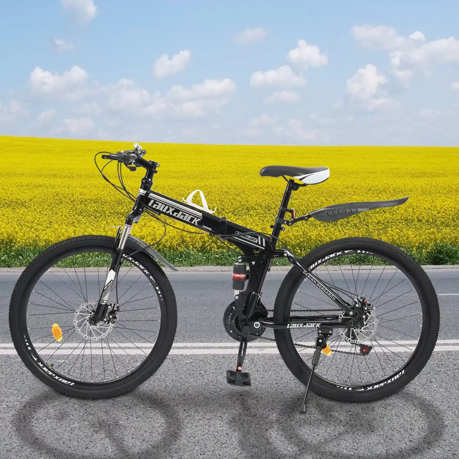 26 Zoll Faltbare Mountainbike mit Stoßdämpfer MTB Fahrrad 21 Gang-Schaltung mit Scheibenbremse vorne und hinten Höheverstellbar