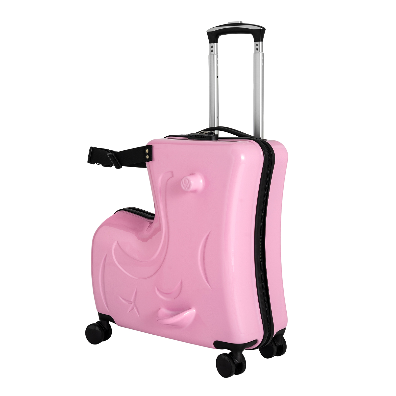 Tragbarer Kinder-Reisetrolley-Koffer, Kindergepäck, Kinder können mitfahren, Passwortsperre, verstellbarer Trolley