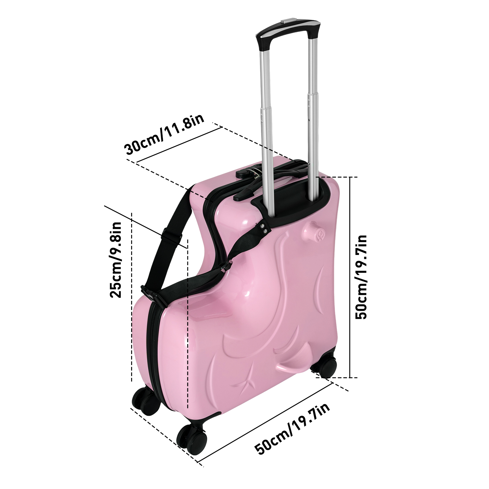 Tragbarer Kinder-Reisetrolley-Koffer, Kindergepäck, Kinder können mitfahren, Passwortsperre, verstellbarer Trolley