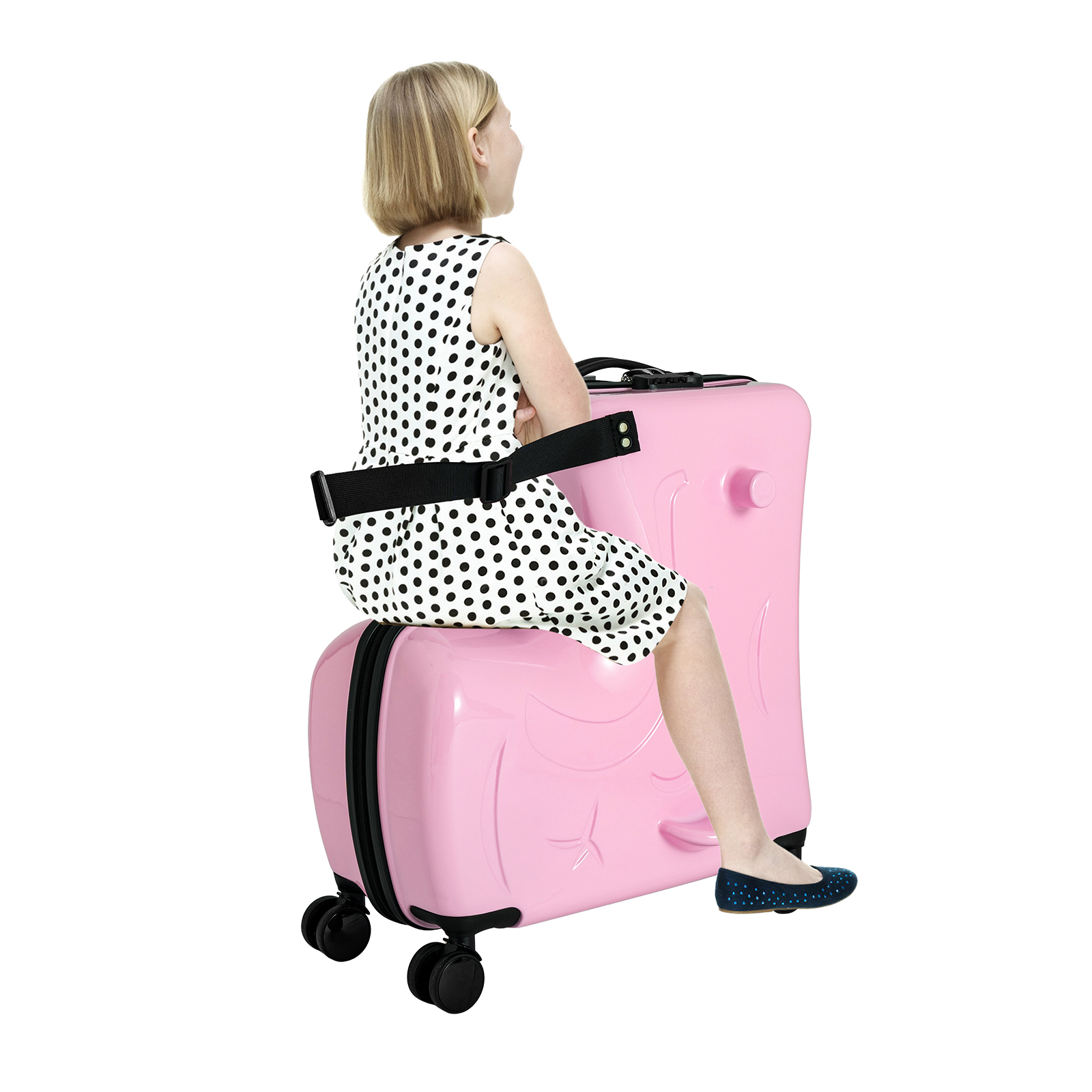Tragbarer Kinder-Reisetrolley-Koffer, Kindergepäck, Kinder können mitfahren, Passwortsperre, verstellbarer Trolley