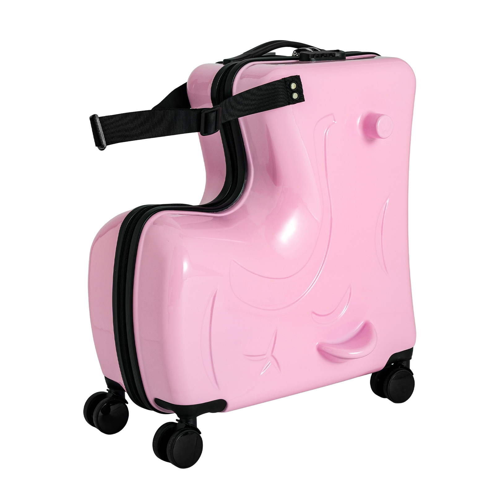 Tragbarer Kinder-Reisetrolley-Koffer, Kindergepäck, Kinder können mitfahren, Passwortsperre, verstellbarer Trolley