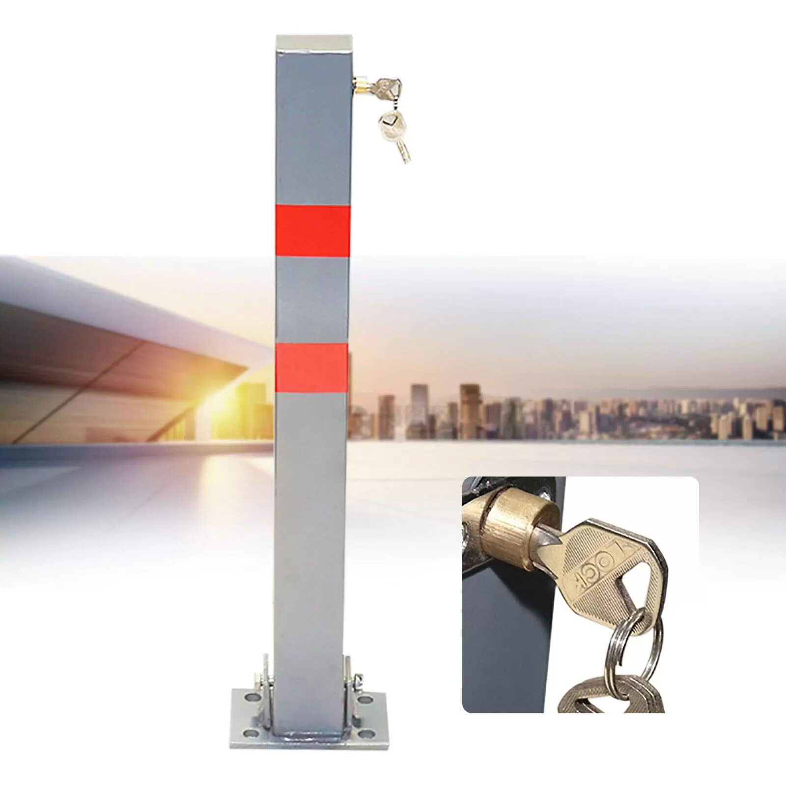 65CM Klappbare Absperrpfosten Parkplatz Barriere sichtbar rot reflektierende runde Stange