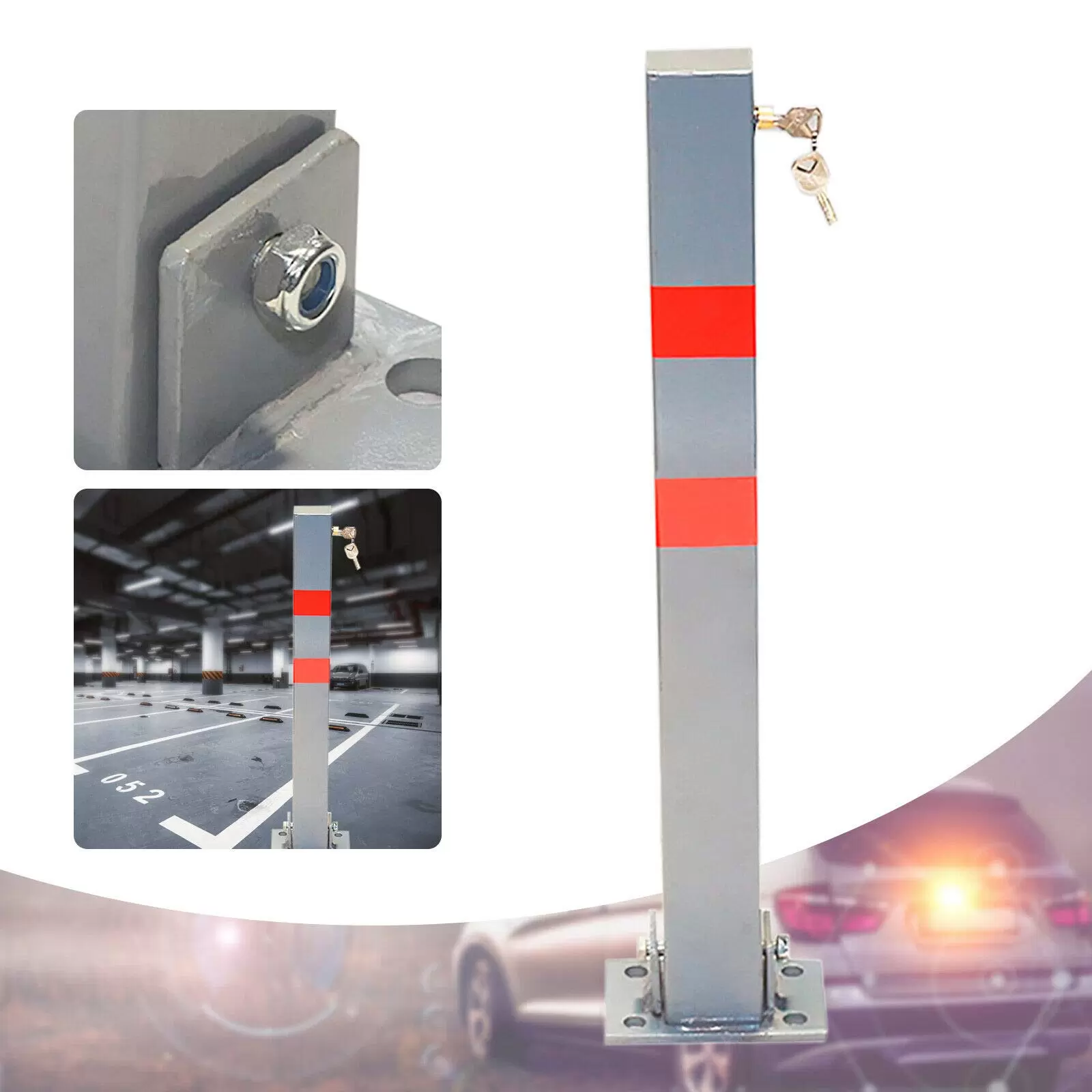 65CM Klappbare Absperrpfosten Parkplatz Barriere sichtbar rot reflektierende runde Stange 65CM Klappbare Absperrpfosten Parkplatz Barriere sichtbar rot reflektierende runde Stange