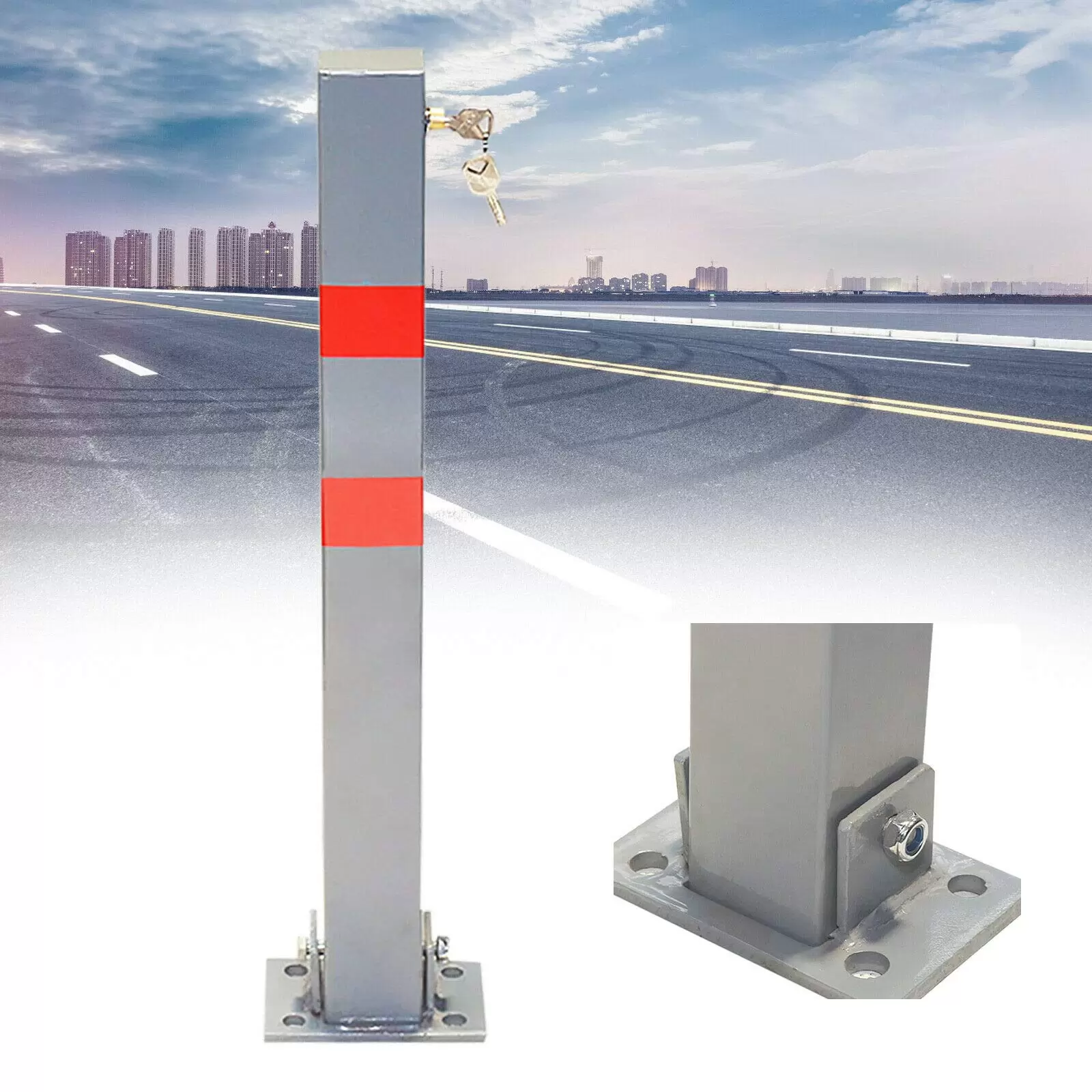 65CM Klappbare Absperrpfosten Parkplatz Barriere sichtbar rot reflektierende runde Stange 65CM Klappbare Absperrpfosten Parkplatz Barriere sichtbar rot reflektierende runde Stange