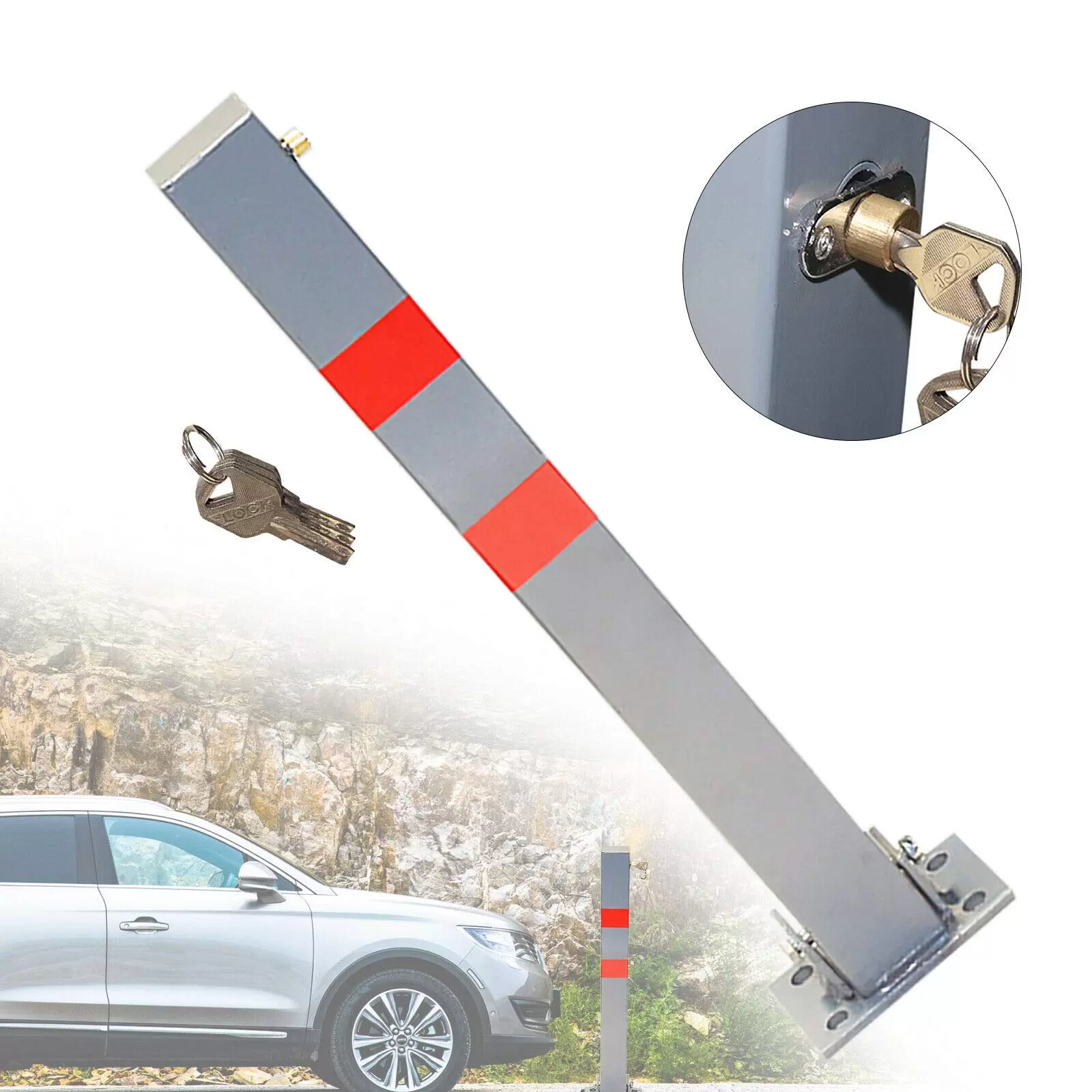 65CM Klappbare Absperrpfosten Parkplatz Barriere sichtbar rot reflektierende runde Stange 65CM Klappbare Absperrpfosten Parkplatz Barriere sichtbar rot reflektierende runde Stange