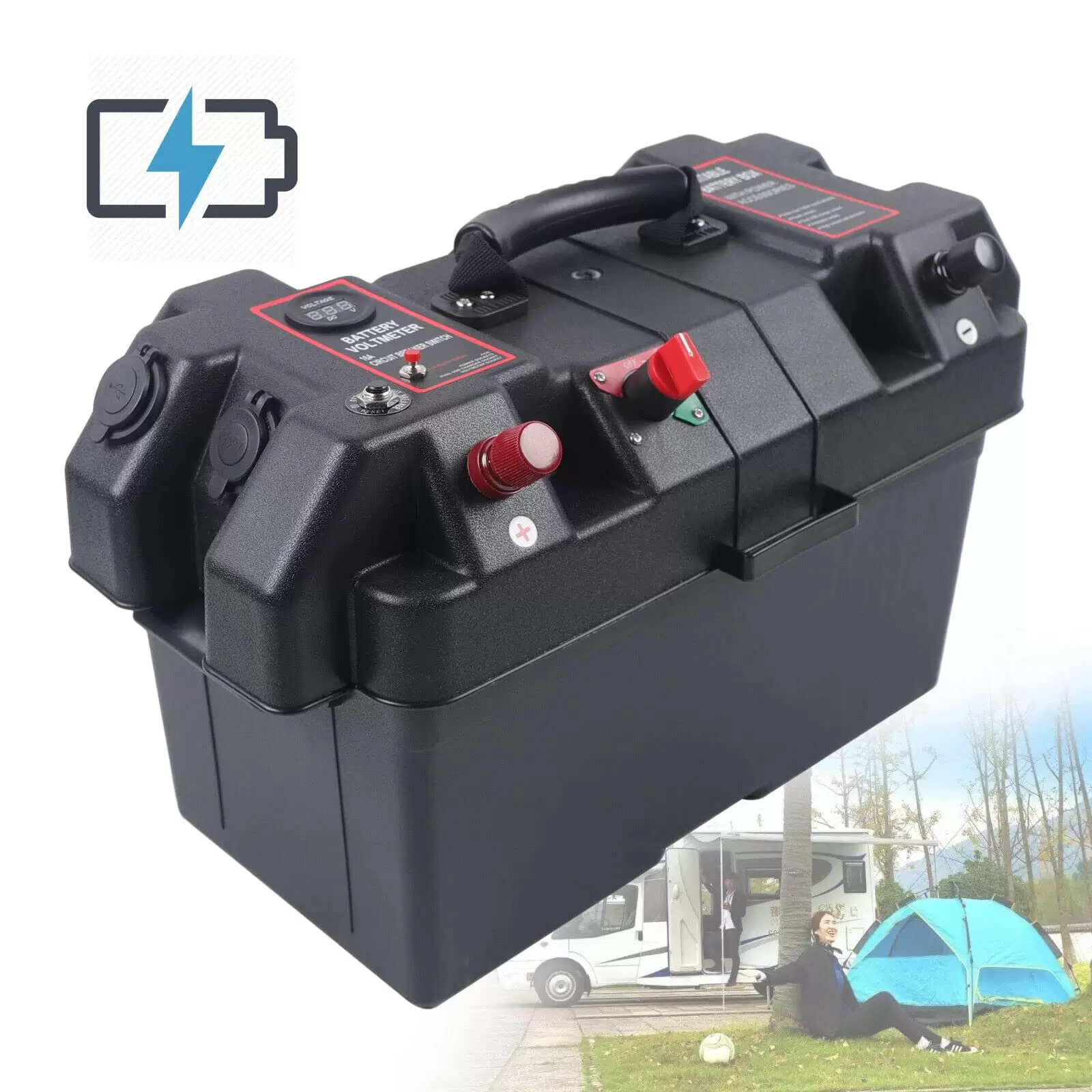 Batteriekasten Batterie Kasten Box für Boot Bootsmotor Doppelte USB Ladeanschluss Batteriekasten Batterie Kasten Box für Boot Bootsmotor Doppelte USB Ladeanschluss