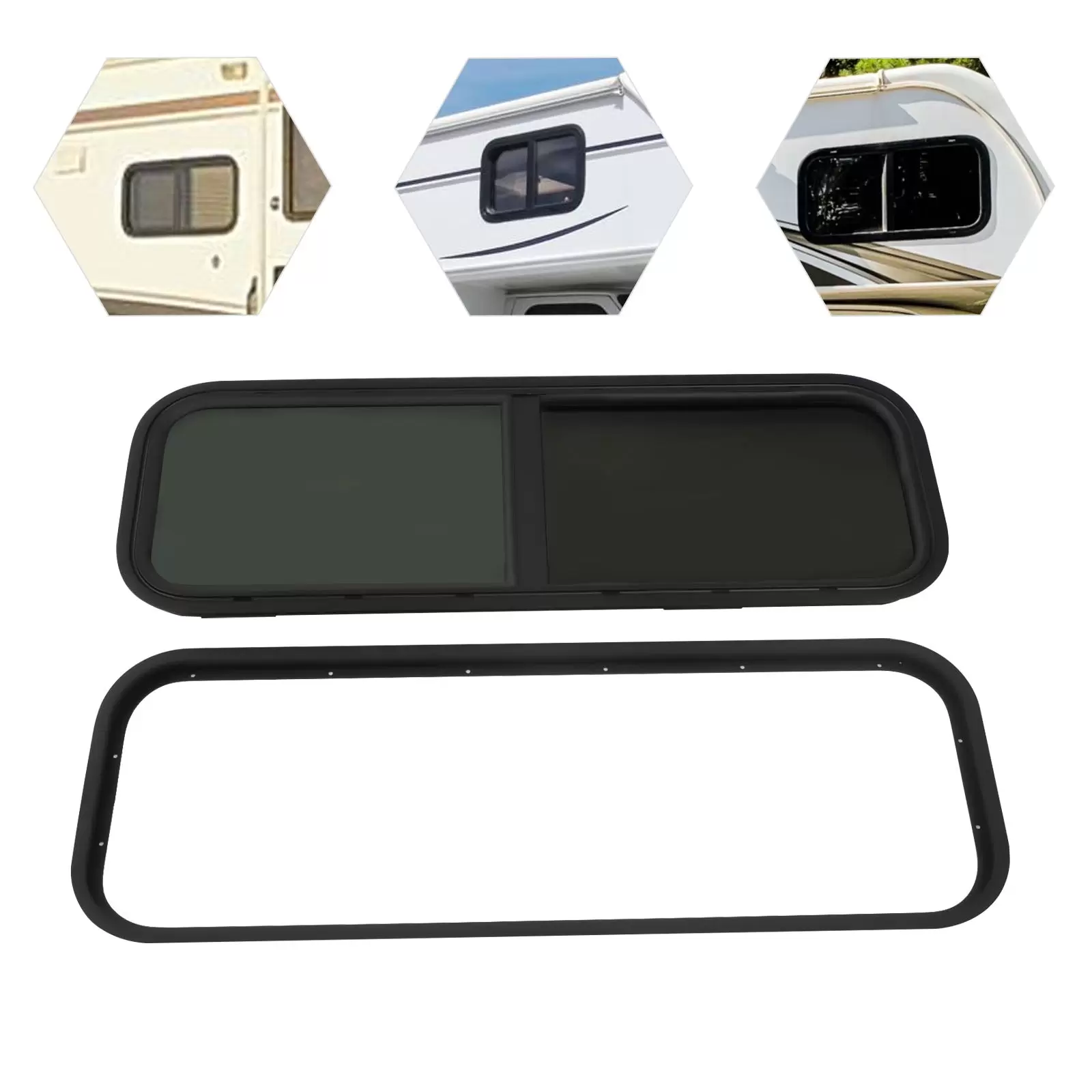 Rechteckig Schiebefenster Wohnmobil-Fenster Motorhome window getönte Glas und Montage Trim Ring Insektenschutz
