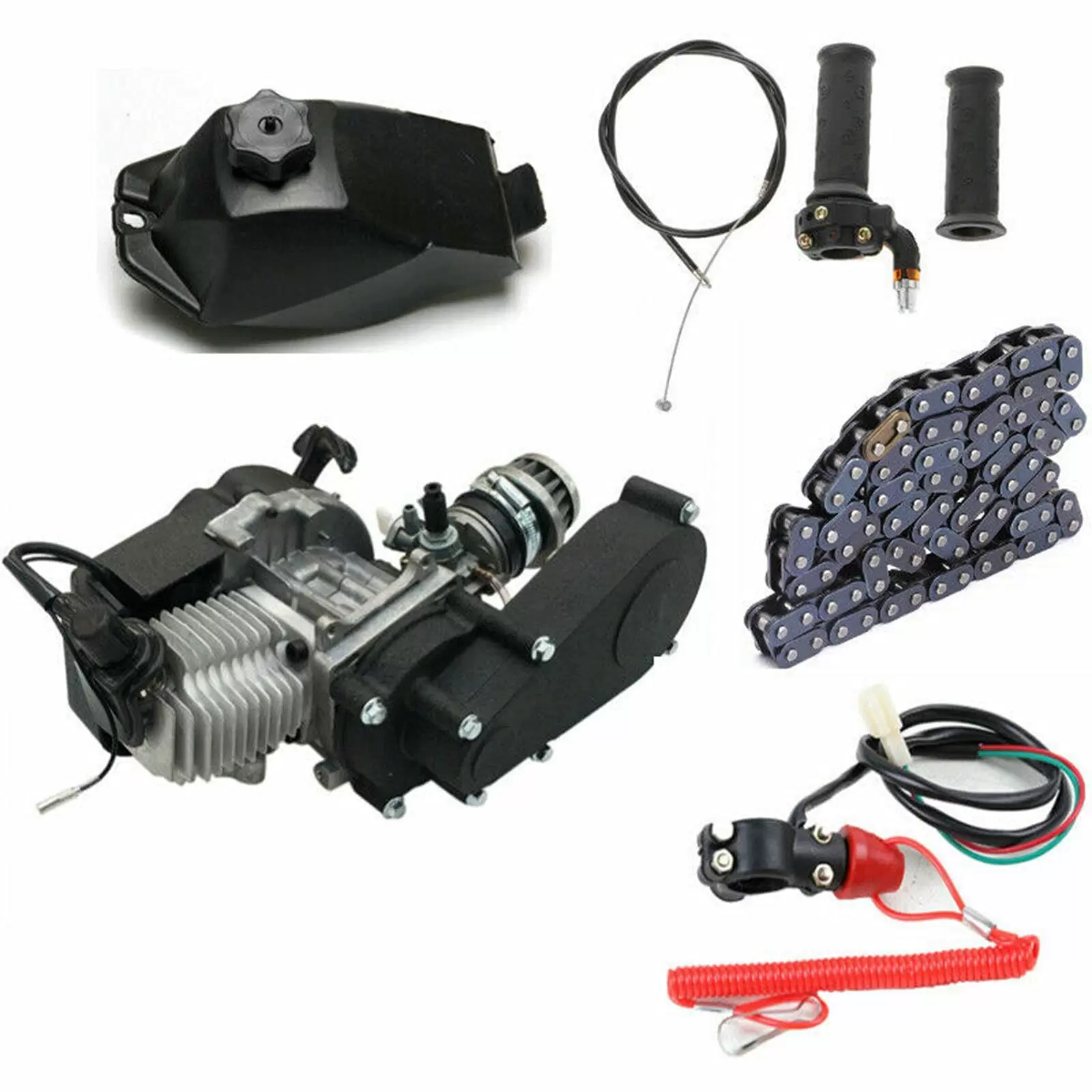 49CC 2-Takt-Motor-Fahrrad-Umrüstsatz Start Engine Motor Kit für Pocket Mini Dirt Bike Scooter