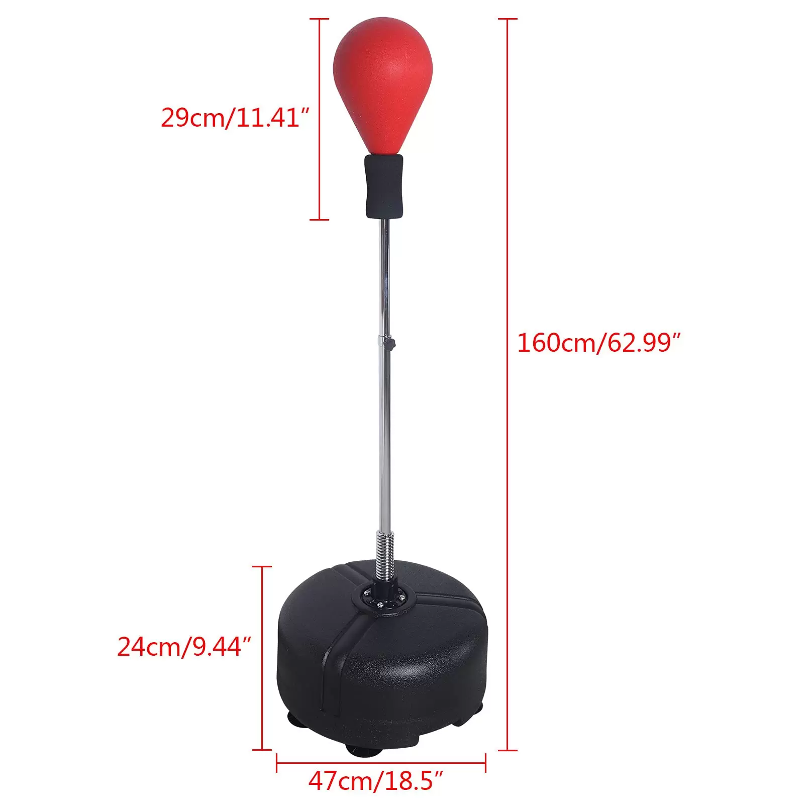 120-160cm Erwachsene Boxsack Sport Boxball Verstellbares Boxreaktionsziel Rot