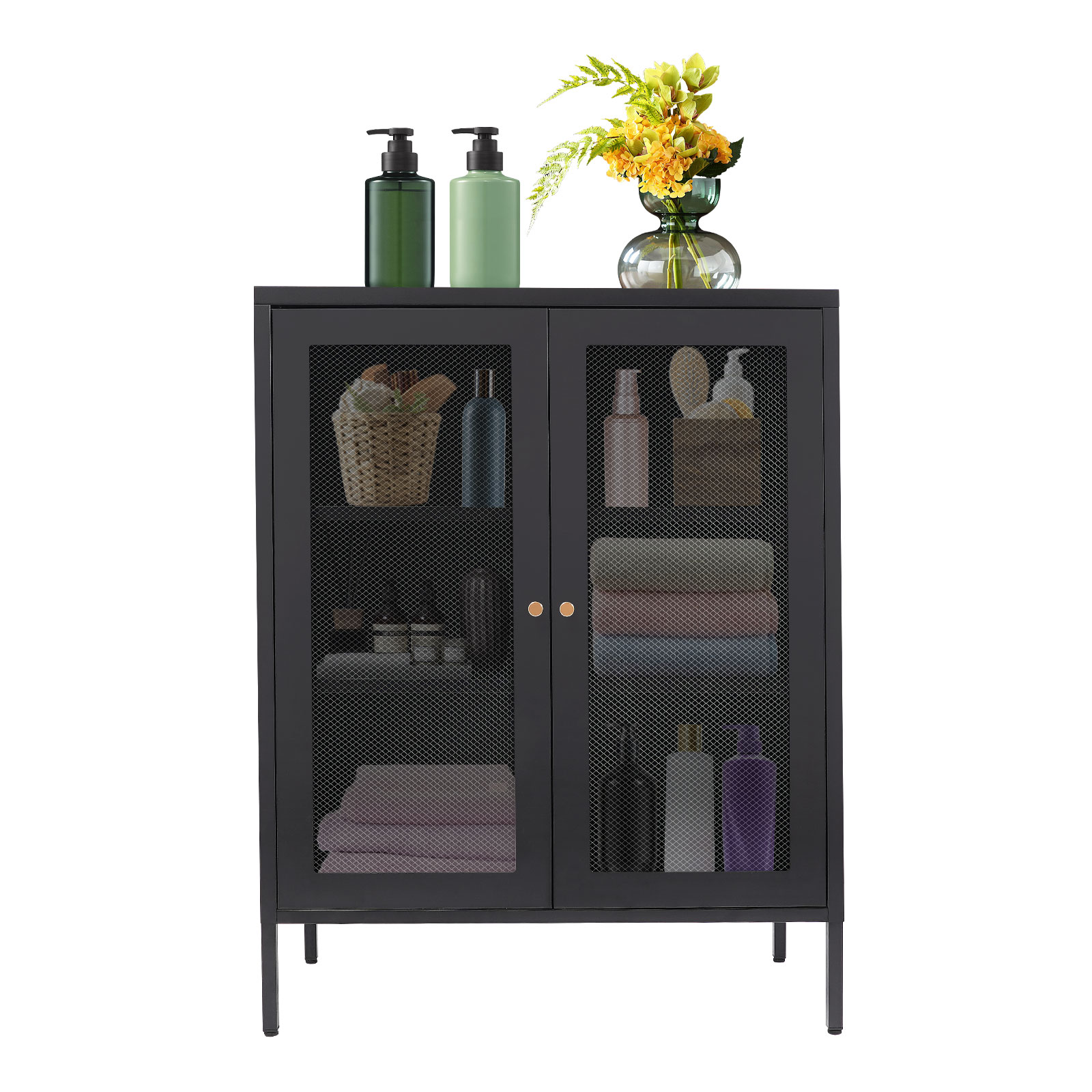 80x40x102cm Zwarte Opbergkast, Dressoirkast, Moderne Opbergkast voor Keuken, Woonkamer