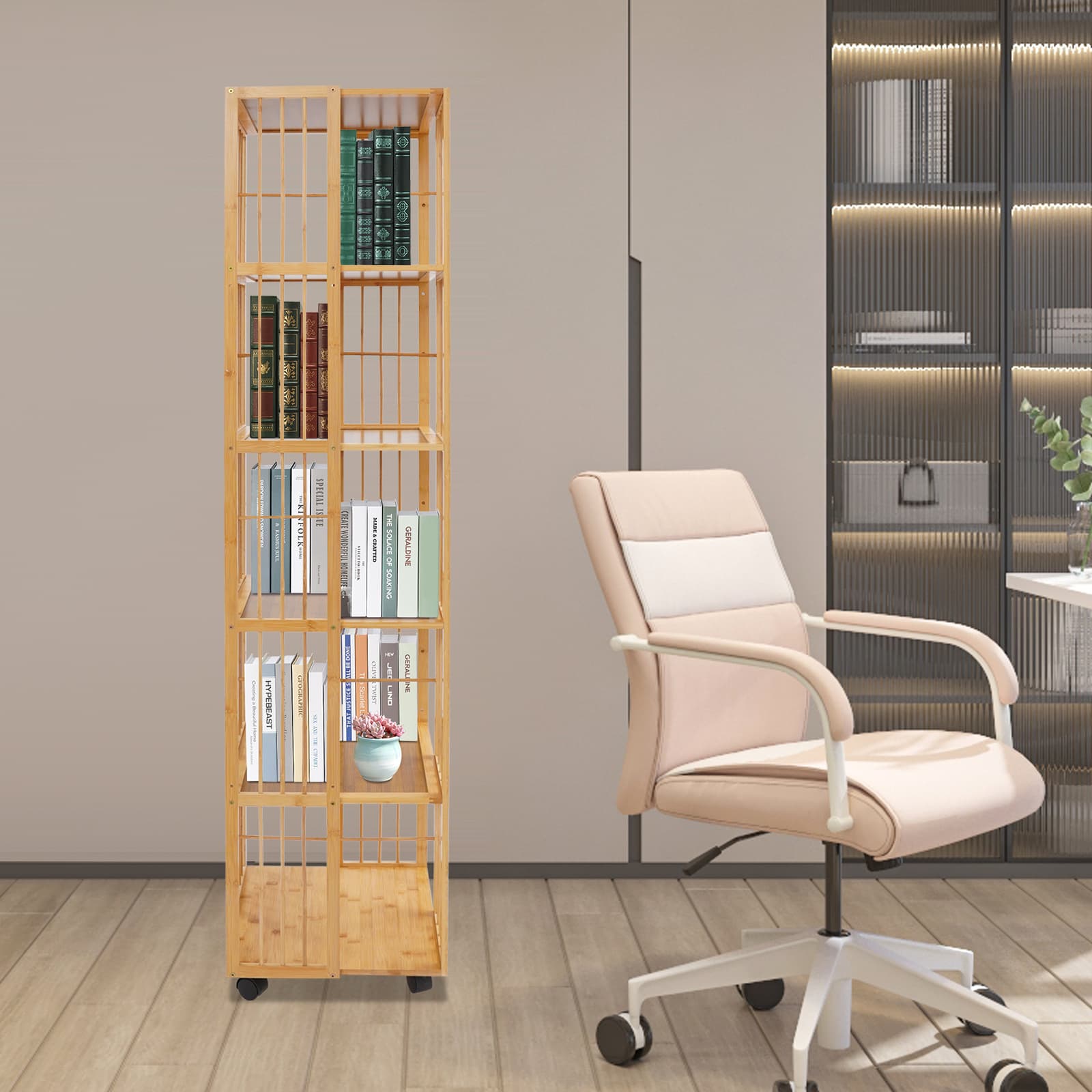 Draaibare boekenplank met 6 lagen - originele kleur, draaibare boekenplank met 6 lagen, boekenrek, staande draaibare boekenkast Draaibare boekenplank met 6 lagen - originele kleur, draaibare boekenplank met 6 lagen, boekenrek, staande draaibare boekenkast