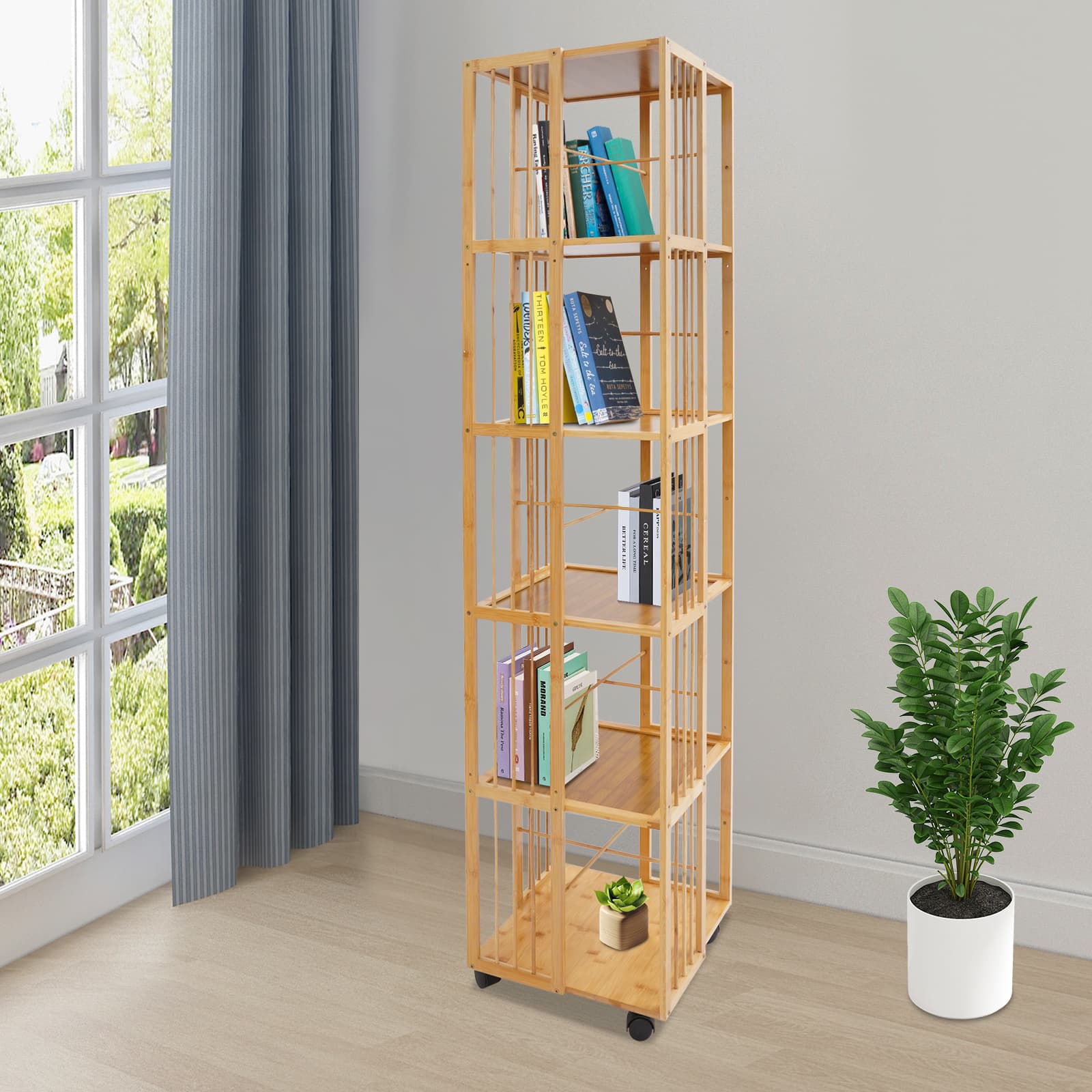 Draaibare boekenplank met 6 lagen - originele kleur, draaibare boekenplank met 6 lagen, boekenrek, staande draaibare boekenkast Draaibare boekenplank met 6 lagen - originele kleur, draaibare boekenplank met 6 lagen, boekenrek, staande draaibare boekenkast