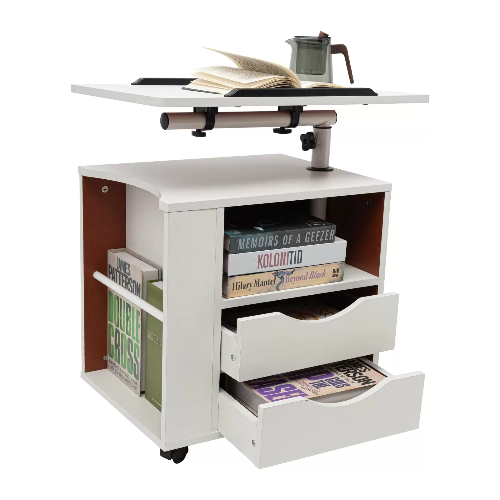 CNCEST Funktioneller Drehbarer Nachttisch, Multifunktionales Bücherregal, Multifunktionales Leseregal CNCEST Funktioneller Drehbarer Nachttisch, Multifunktionales Bücherregal, Multifunktionales Leseregal