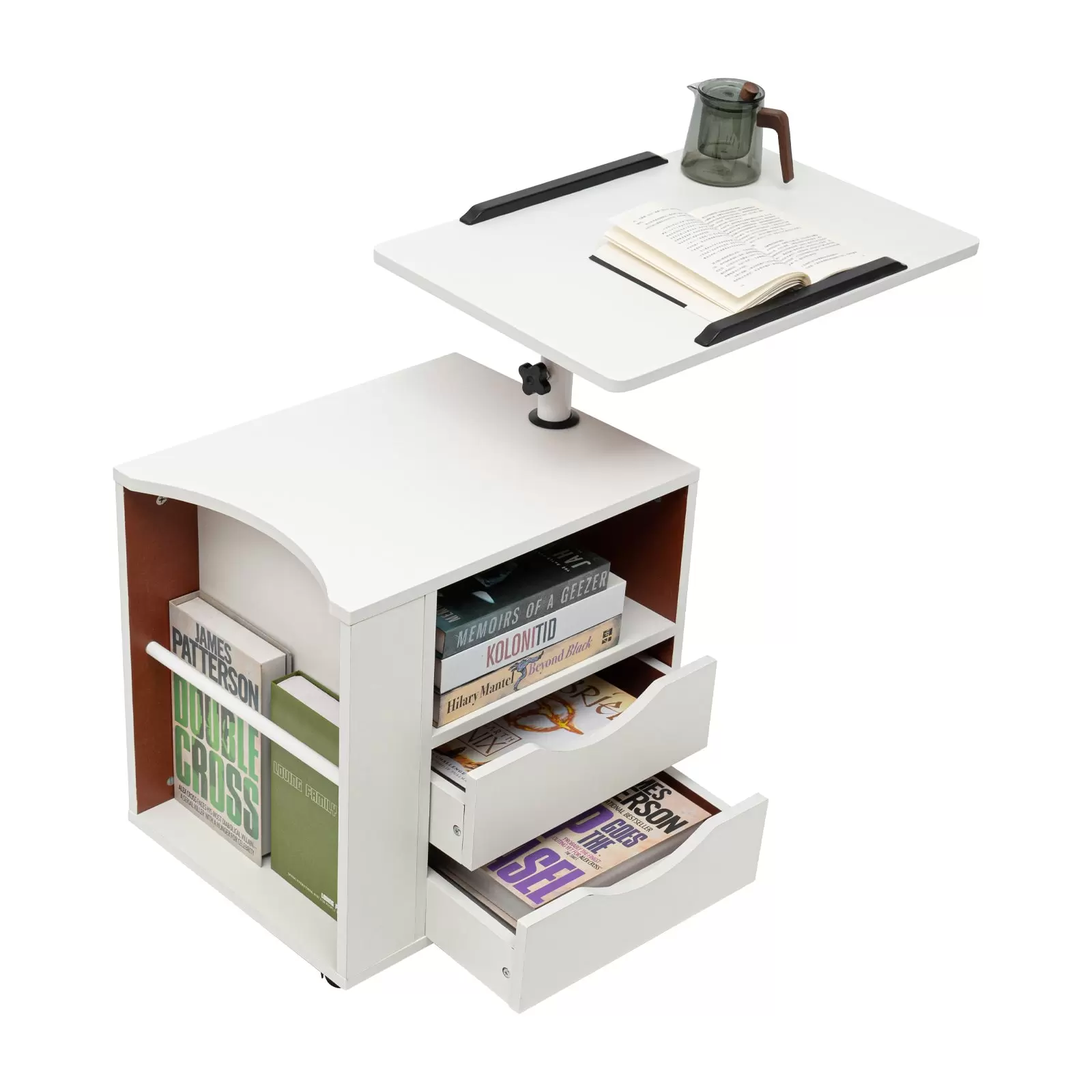 CNCEST Funktioneller Drehbarer Nachttisch, Multifunktionales Bücherregal, Multifunktionales Leseregal CNCEST Funktioneller Drehbarer Nachttisch, Multifunktionales Bücherregal, Multifunktionales Leseregal