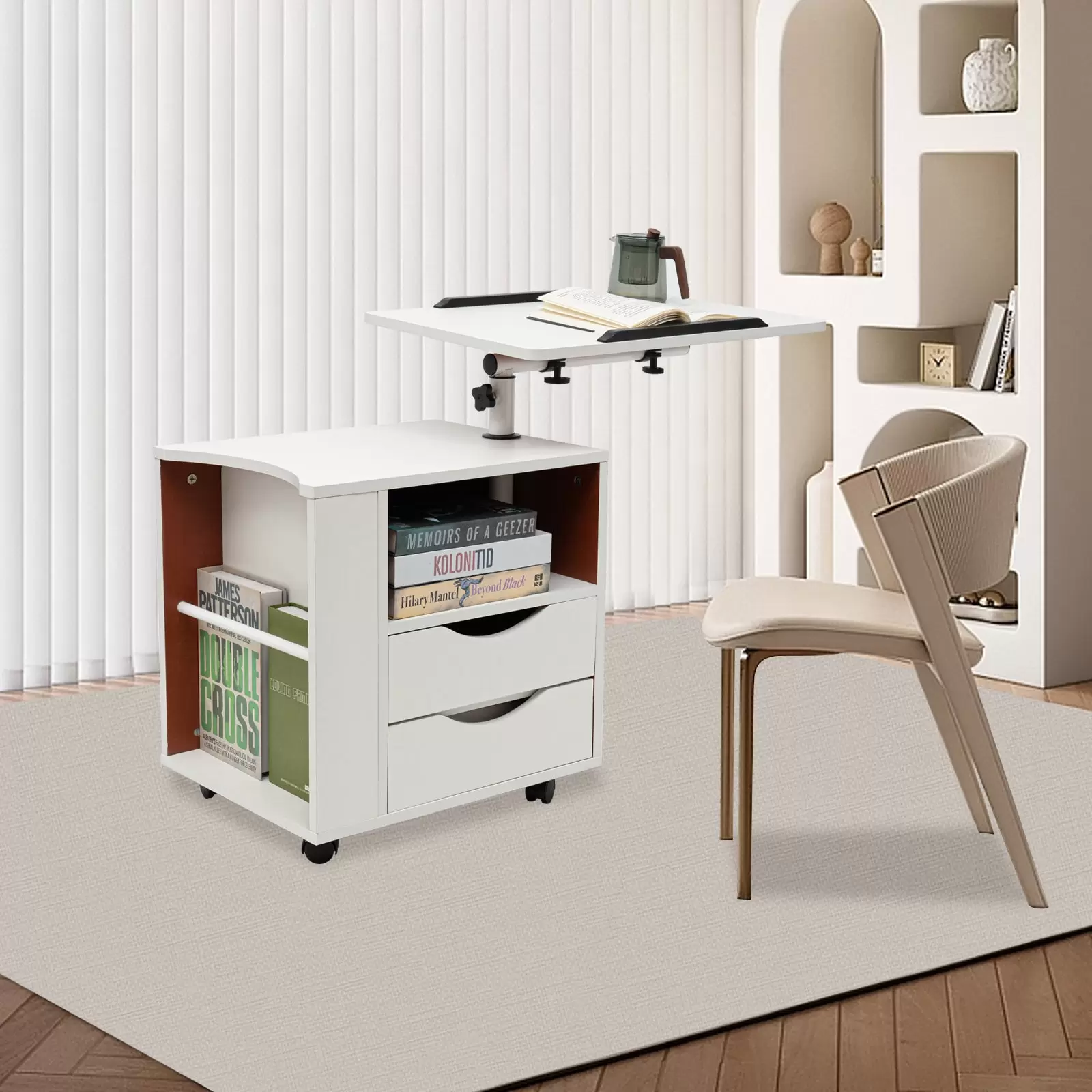 CNCEST Funktioneller Drehbarer Nachttisch, Multifunktionales Bücherregal, Multifunktionales Leseregal CNCEST Funktioneller Drehbarer Nachttisch, Multifunktionales Bücherregal, Multifunktionales Leseregal