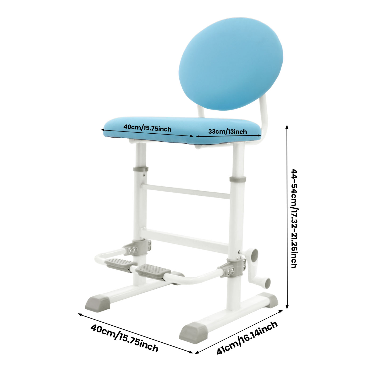 Pro model of desk stool with adjustable backrest for posture correction - blue