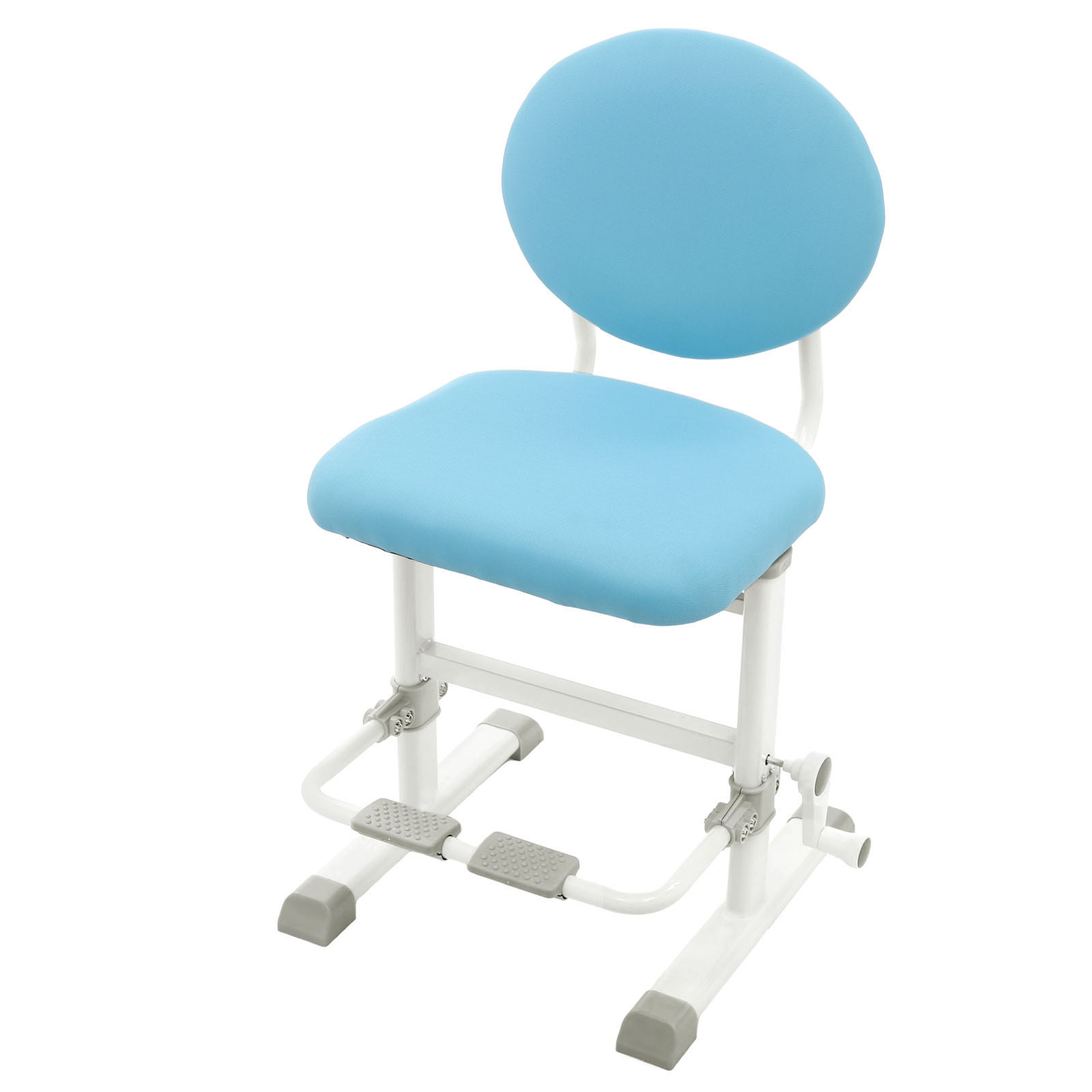 Pro model of desk stool with adjustable backrest for posture correction - blue