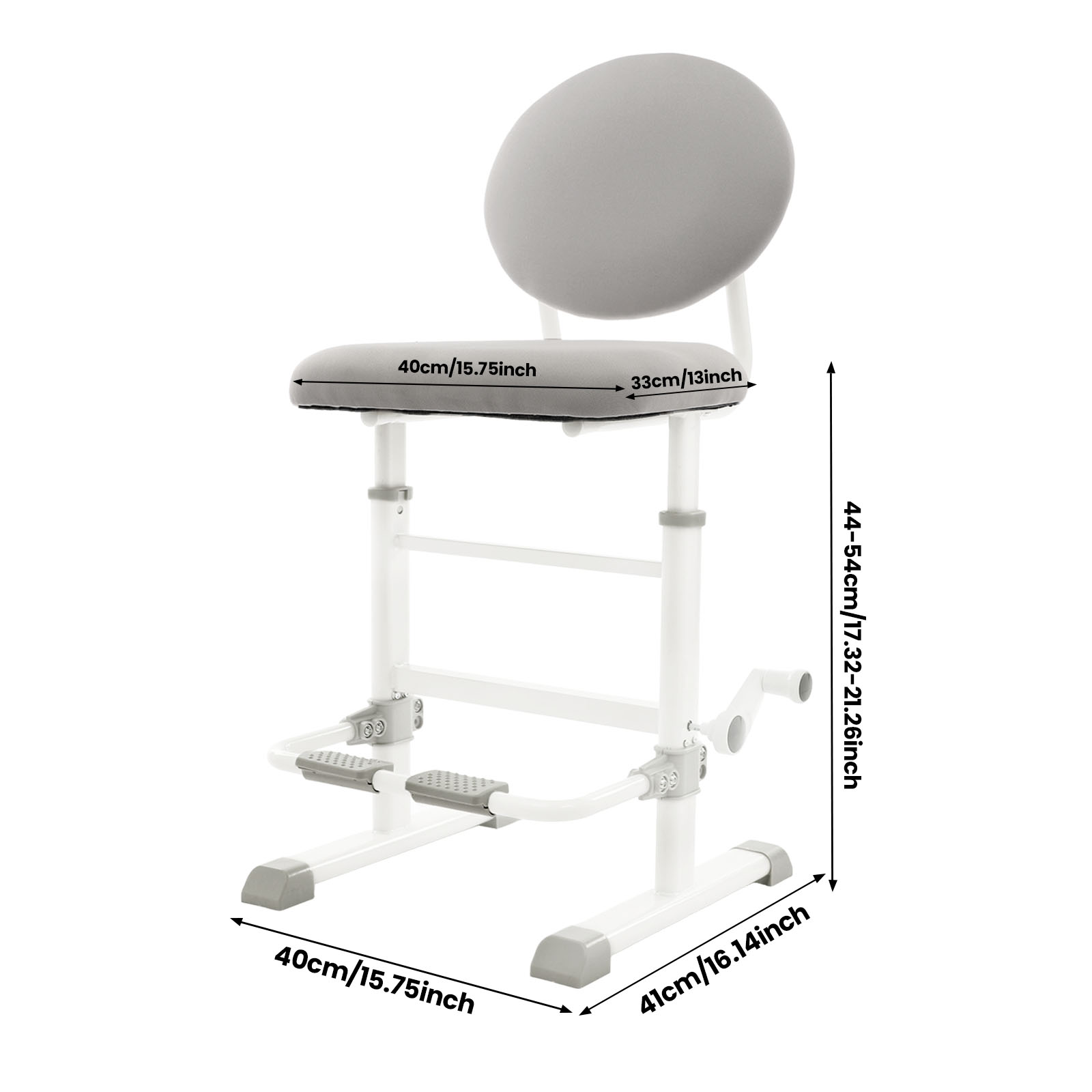 Pro model of desk stool with adjustable backrest for posture correction - elegant gray