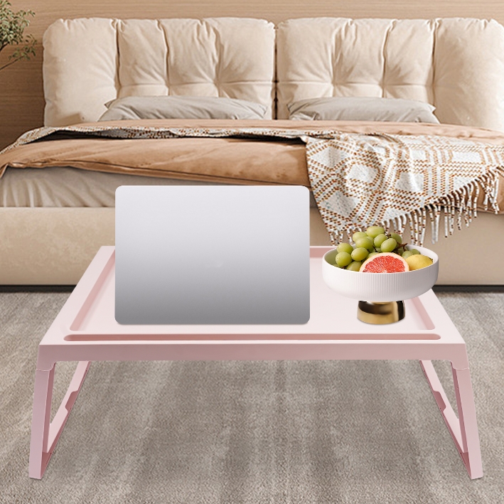 4-teiliger Beistelltisch aus Kunststoff, rutschfestes Design, geeignet für Bett oder Sofa, rosa 4-teiliger Beistelltisch aus Kunststoff, rutschfestes Design, geeignet für Bett oder Sofa, rosa