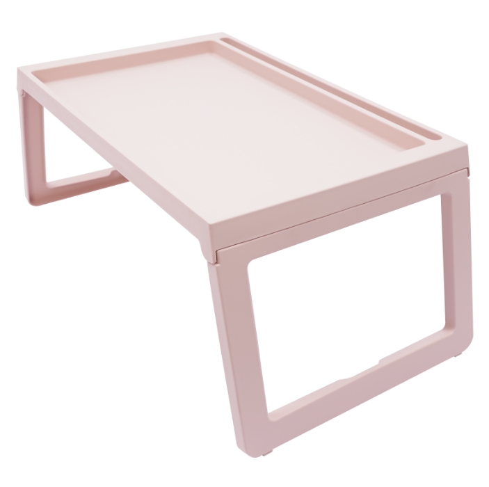 4-teiliger Beistelltisch aus Kunststoff, rutschfestes Design, geeignet für Bett oder Sofa, rosa