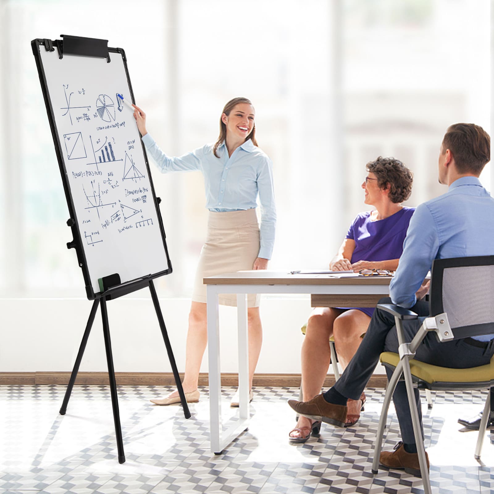 Magnetisches Whiteboard – 91 x 61 cm – mit höhenverstellbarem Ständer – Familienplanung für Büro, Zuhause und Schule