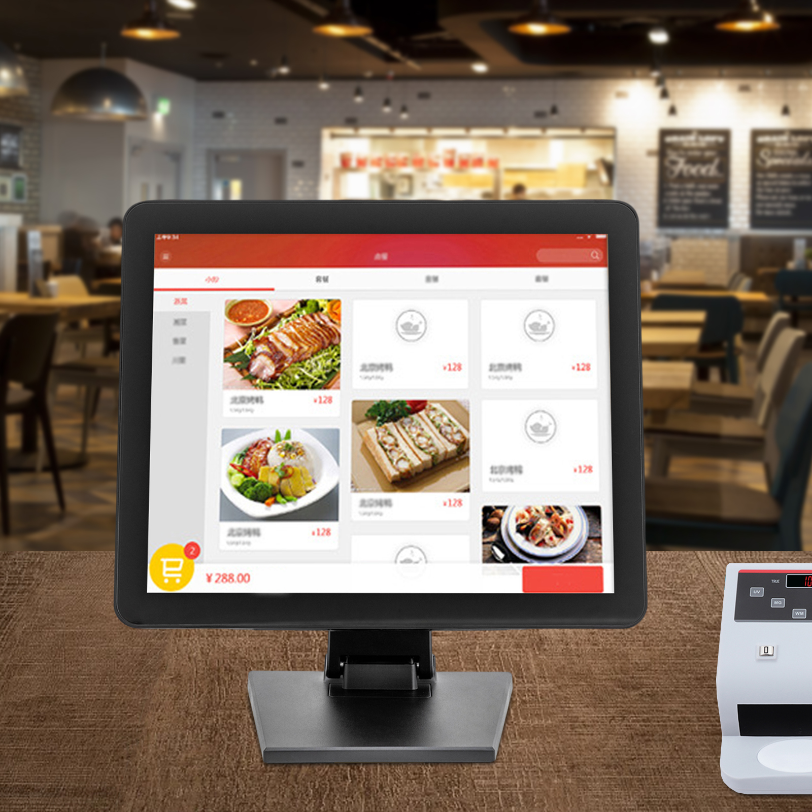 17 zoll Kapazitiven Touch Display Cash Register Schwarz Geeignet Für Bekleidung Supermarkt Nagel Backen Catering Lebensmittel Lkw EU Standard