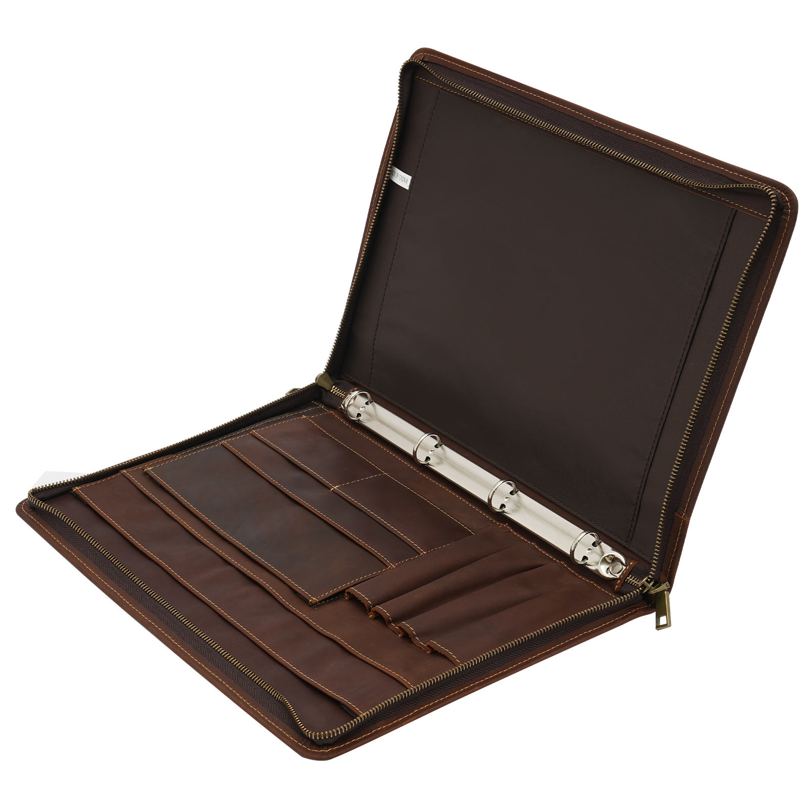 Leder-Portfolio, Binder, Lebenslauf, Padfolio mit Reißverschluss Leder-Portfolio, Binder, Lebenslauf, Padfolio mit Reißverschluss