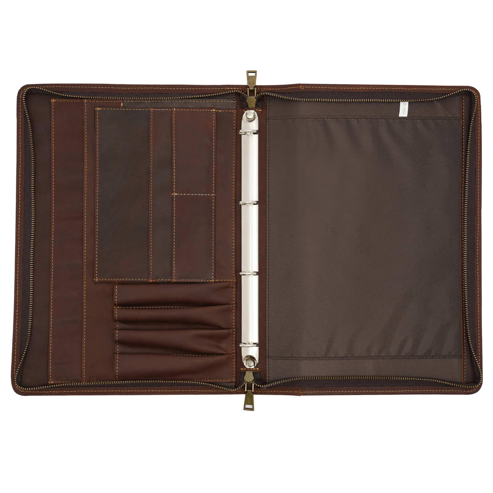 Leder-Portfolio, Binder, Lebenslauf, Padfolio mit Reißverschluss Leder-Portfolio, Binder, Lebenslauf, Padfolio mit Reißverschluss