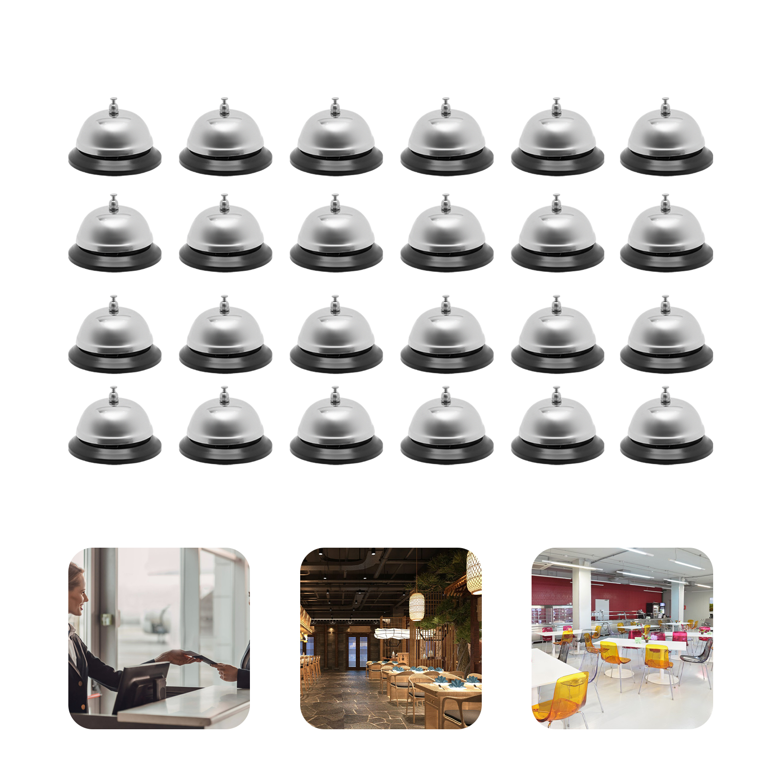 24 Stück Service-Klingel, Anrufglocke aus Metall, Tischglocke, Serviceglocke, lauter und klarer Klingelton