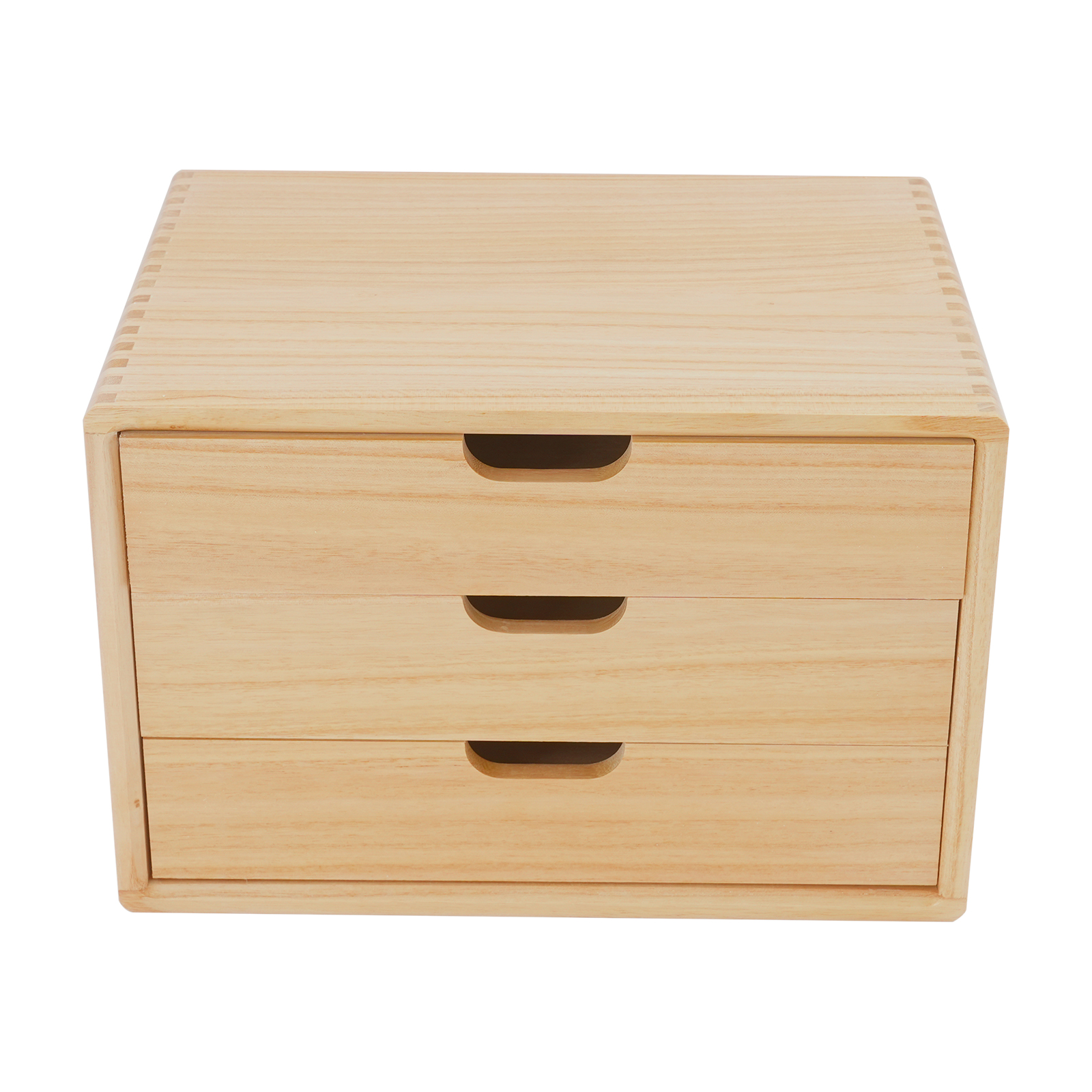 35 x 26 x 23 cm Paulownia-Schreibtisch-Organizer mit 3 Schubladen, Aufbewahrungsbox, 3-stufiger Schreibtisch-Organizer – Holzfarbe