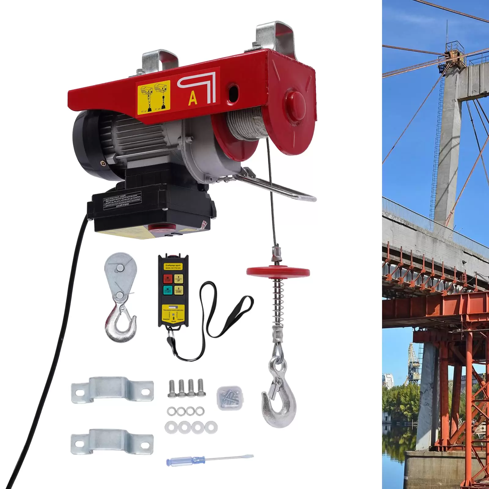 Seilhebezug,440LBS Elektro-Hebezeug mit drahtloser Fernbedienung und Slings Elektrowinde Seilhebezug,440LBS Elektro-Hebezeug mit drahtloser Fernbedienung und Slings Elektrowinde