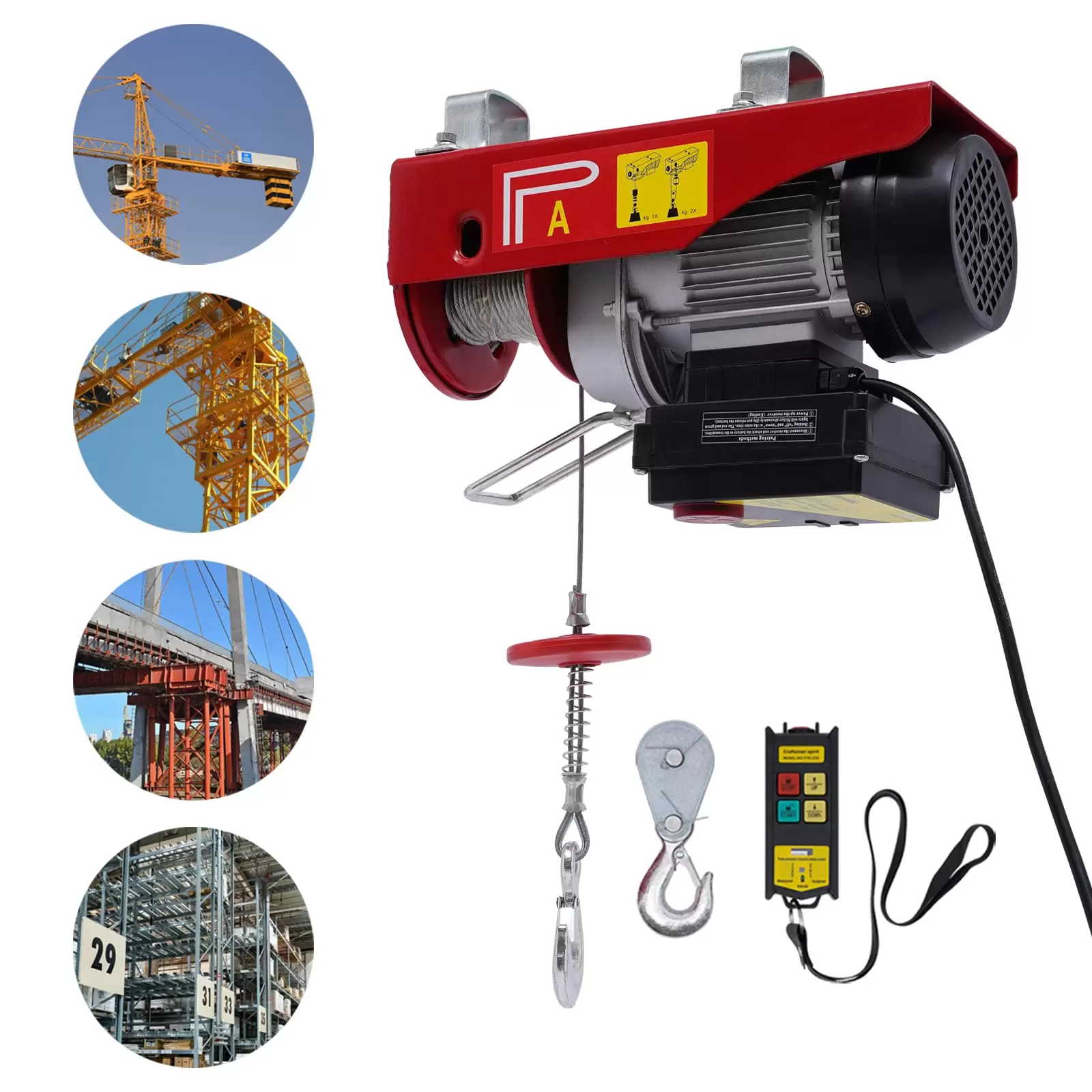 Seilhebezug,440LBS Elektro-Hebezeug mit drahtloser Fernbedienung und Slings Elektrowinde