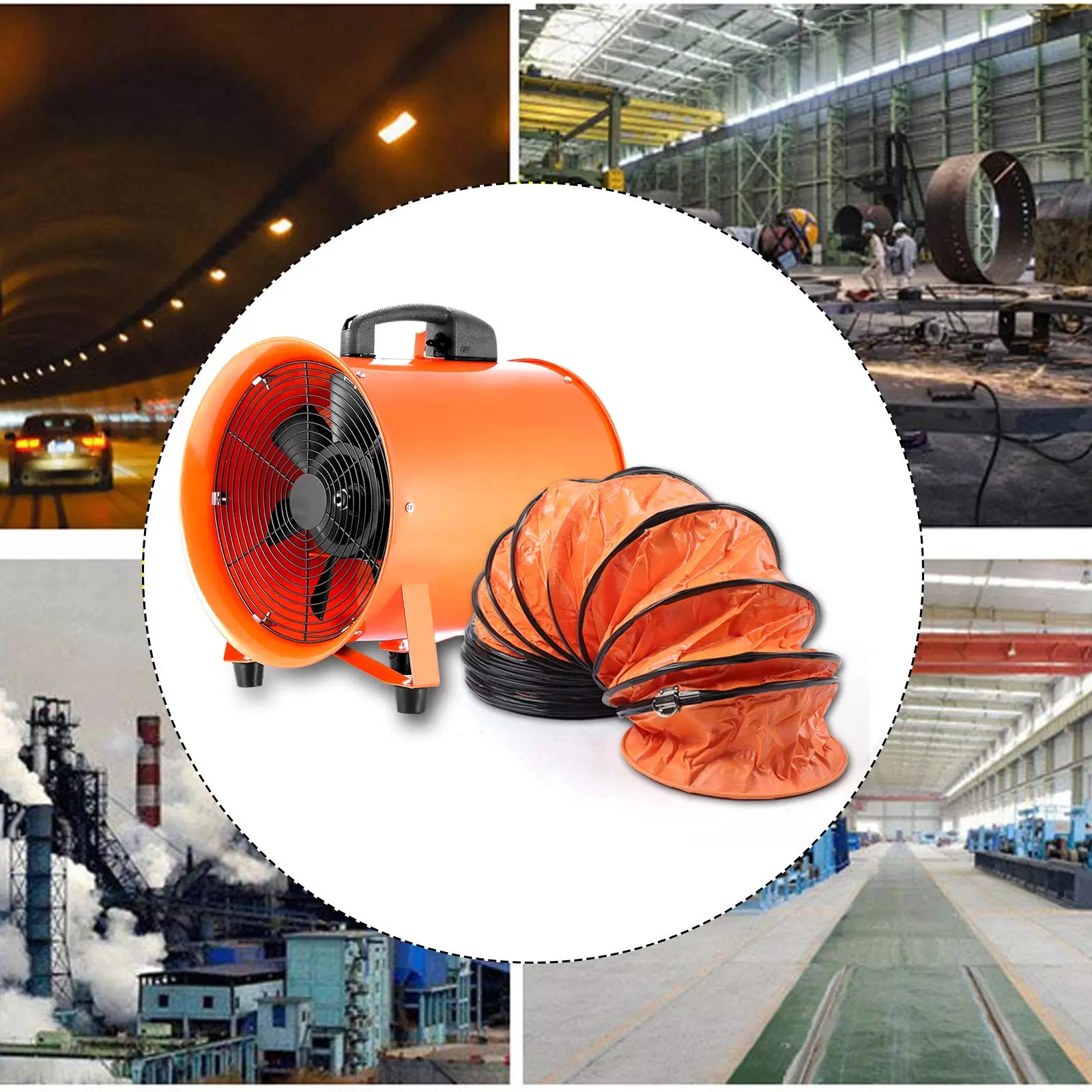 Gebläse Lüfter Industrie Extraktor Tragbarer Ventilator 2800 r/min Axial Tragbarer Ventilator für Werkstatt Absaugung mit 10 m PVC-Kanal