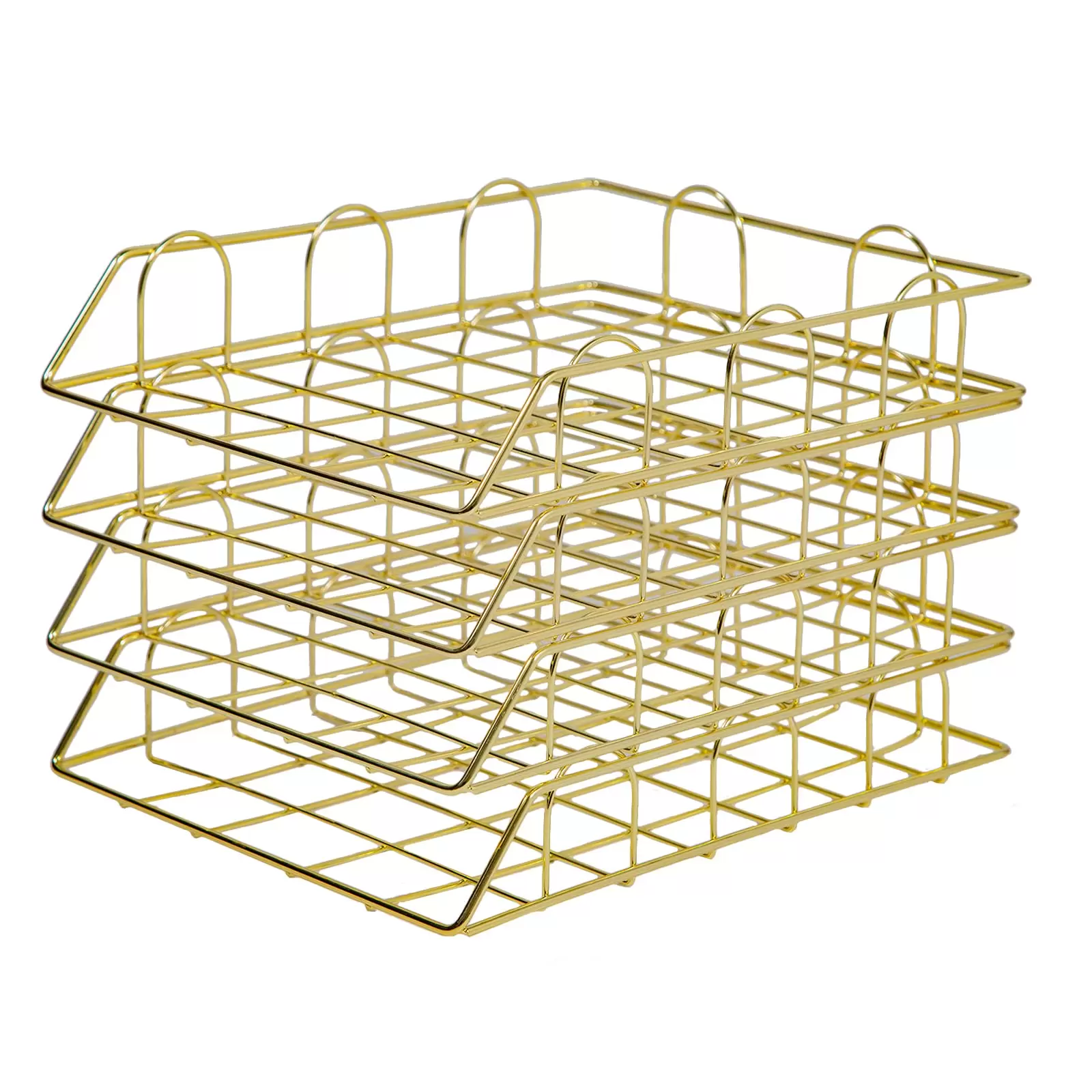 4 Schreibtisch Organizer,A4 Ablage Briefablage Stapelbare ,Metall Büro Aufbewahrungskiste