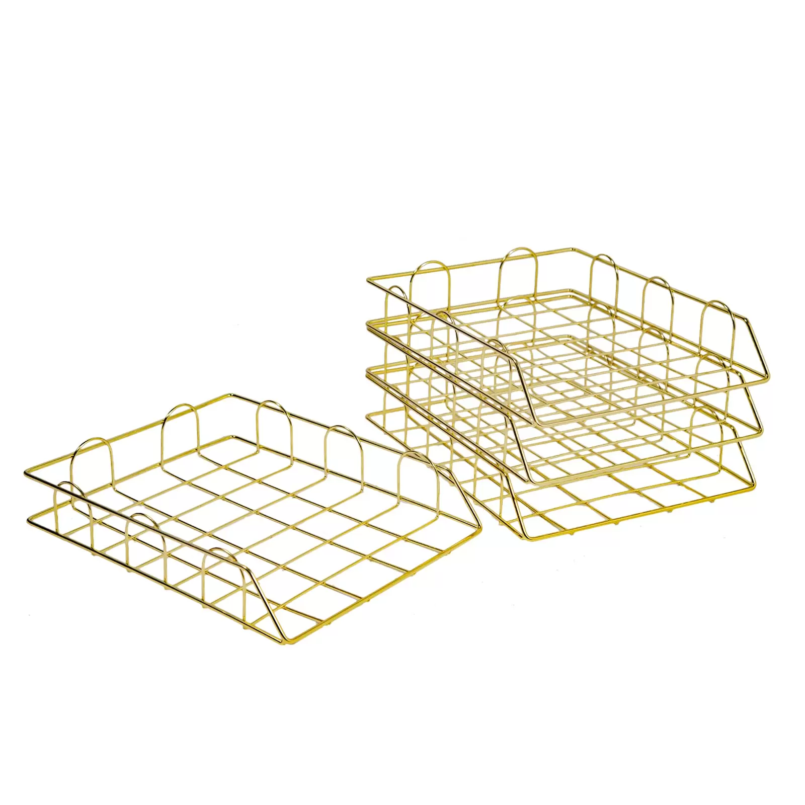4 Schreibtisch Organizer,A4 Ablage Briefablage Stapelbare ,Metall Büro Aufbewahrungskiste