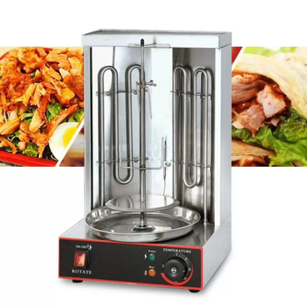 Edelstahl Gyrosmaschine Dönergrill Dönermaschine BBQ 2 Brenner Elektrische Shawarma Grillmaschine
