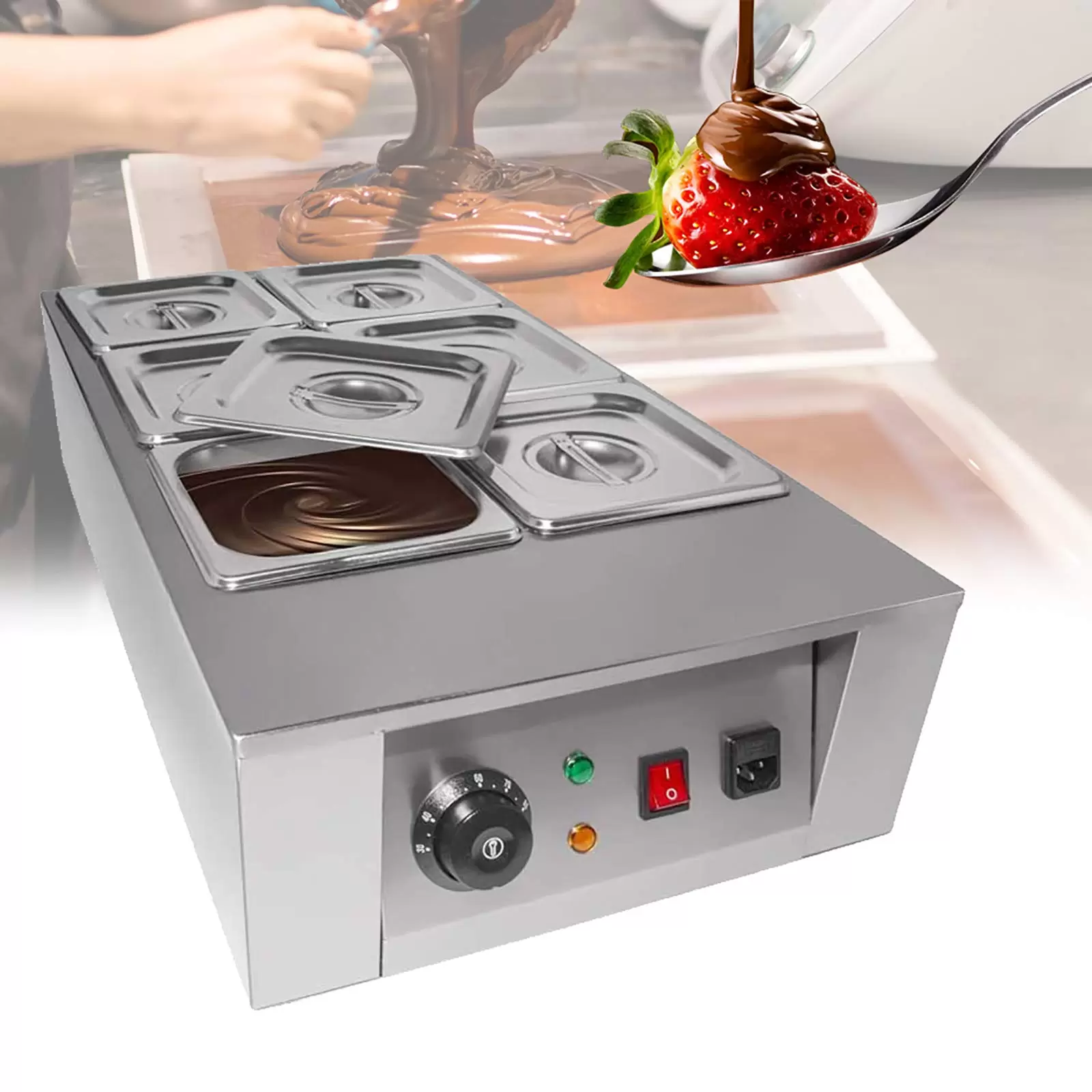 Schokoladenkocher mit Temperaturregelung 0~80 ℃  Schokoladenschmelzer mit 6 Tanks