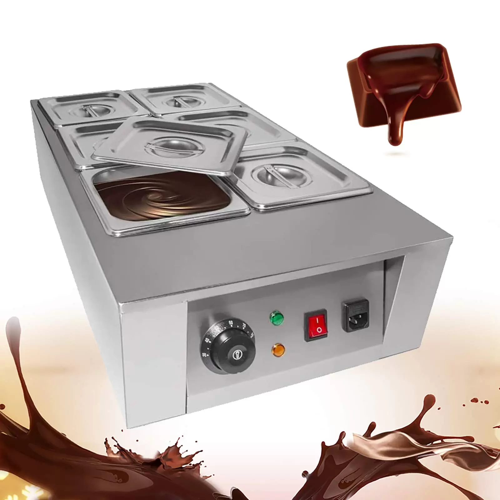 Schokoladenkocher mit Temperaturregelung 0~80 ℃ Schokoladenschmelzer mit 6 Tanks Schokoladenkocher mit Temperaturregelung 0~80 ℃ Schokoladenschmelzer mit 6 Tanks