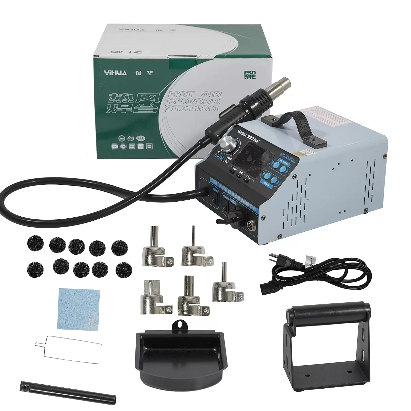 Lötstation Digitale Entlötkolben 4 in 1 Heißluft Lötkolben Entlötstation SMD Repairing Station mit LCD Display