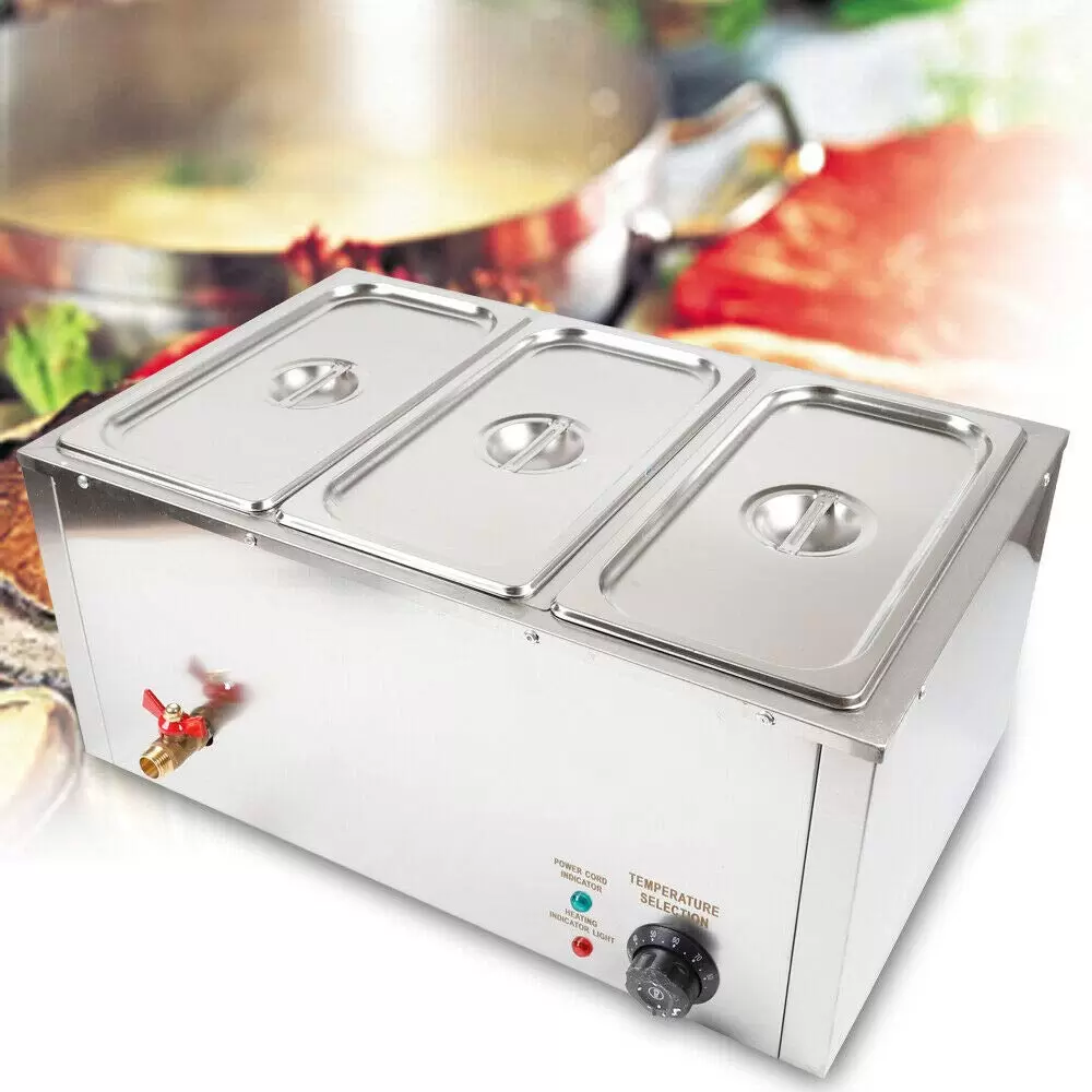 1/3 * 3 Satz elektrischer Lebensmittelwärmer 7L Edelstahl Warm-Wasserbad