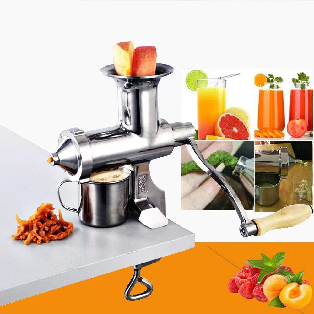 Entsafter Saftpresse Squeezer Obst Gemüse Entsafter Edelstahl für Blattgemüse Edelstahl 3 Filter Ohne Strom