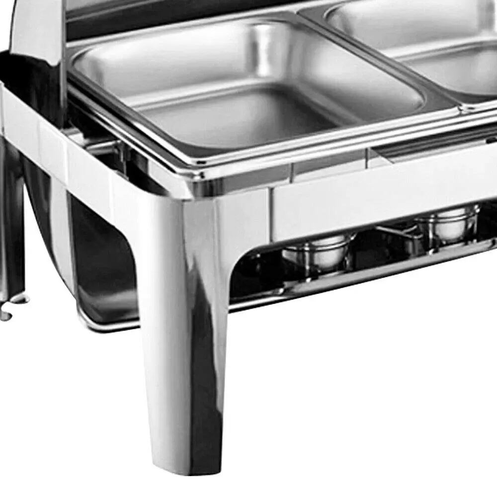 9L wärmer Chafing Dish Warming Container Klappdeckel Wärmebehälter Herd mit 2 halben Größen Catering-Tabletts 9L wärmer Chafing Dish Warming Container Klappdeckel Wärmebehälter Herd mit 2 halben Größen Catering-Tabletts