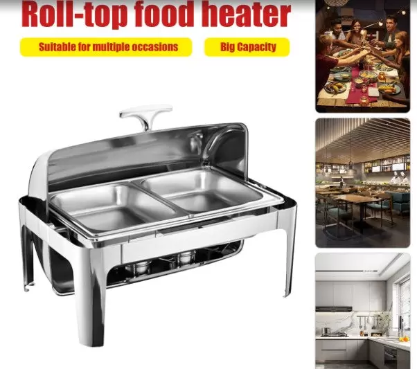 9L wärmer Chafing Dish Warming Container Klappdeckel Wärmebehälter Herd mit 2 halben Größen Catering-Tabletts 9L wärmer Chafing Dish Warming Container Klappdeckel Wärmebehälter Herd mit 2 halben Größen Catering-Tabletts