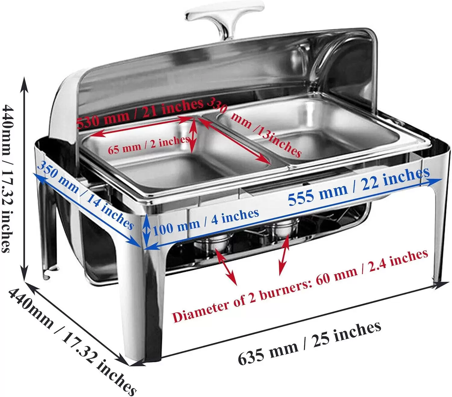 9L wärmer Chafing Dish Warming Container Klappdeckel Wärmebehälter Herd mit 2 halben Größen Catering-Tabletts 9L wärmer Chafing Dish Warming Container Klappdeckel Wärmebehälter Herd mit 2 halben Größen Catering-Tabletts