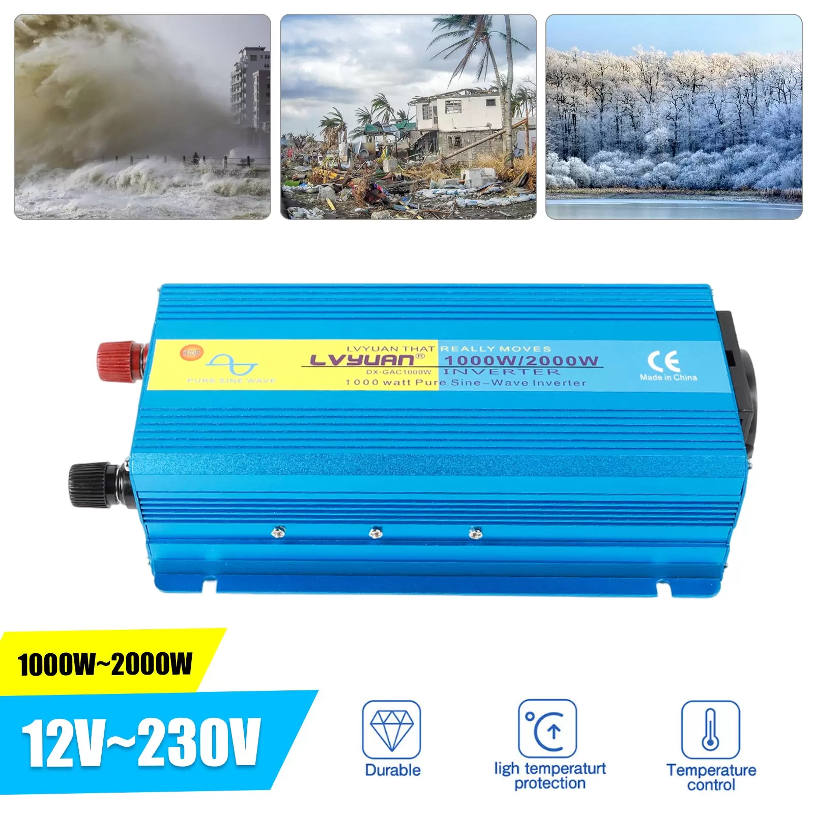 12V-230V 1000W/2000W Spannungswandler Reiner Sinus Wechselstrom Wechselrichter 12V-230V 1000W/2000W Spannungswandler Reiner Sinus Wechselstrom Wechselrichter