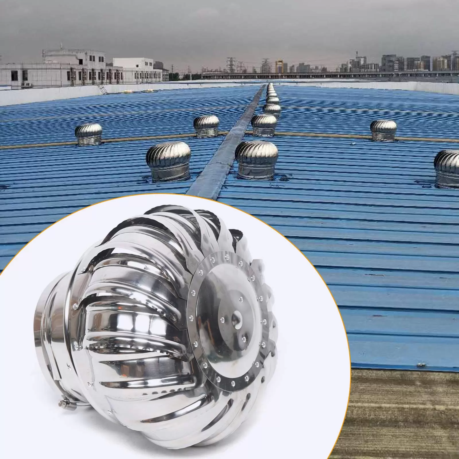 CNCEST Drehend Schornstein Ventilator Dachventilator Edelstahl Schornsteinaufsatz Regenhut