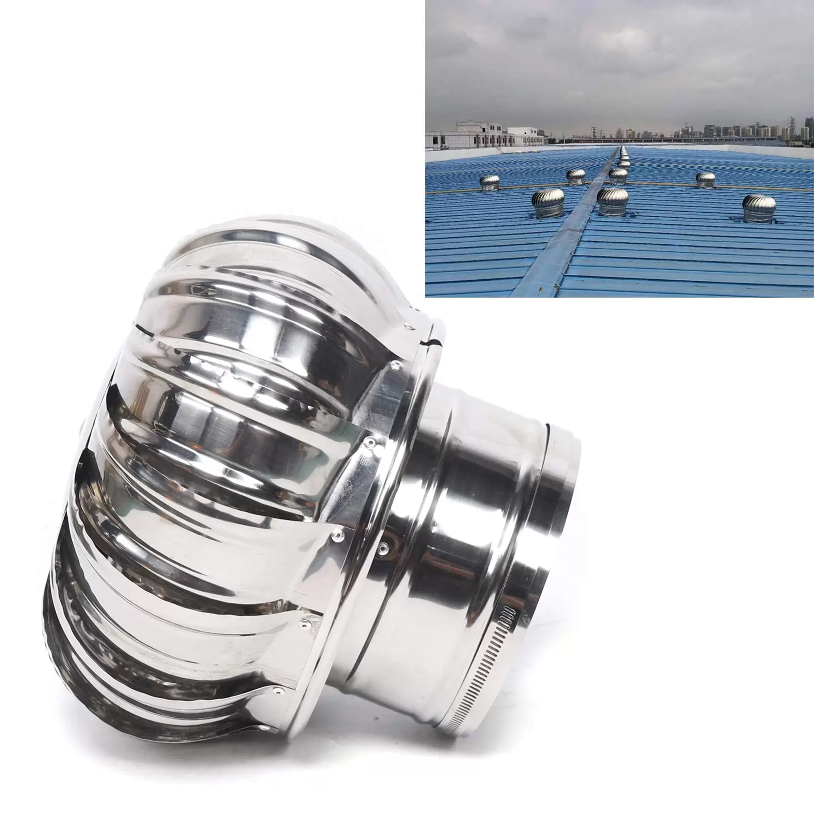 CNCEST Drehend Schornstein Ventilator Dachventilator Edelstahl Schornsteinaufsatz Regenhut CNCEST Drehend Schornstein Ventilator Dachventilator Edelstahl Schornsteinaufsatz Regenhut