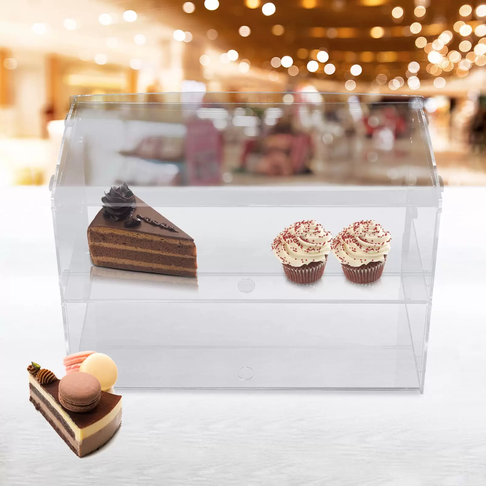 2 Stöckiger Acryl Display Ständer Cupcake Tortenvitrine 45,72*25,4*30,48cm Organizer Transparent Regal Tischplatte Schmuckständer